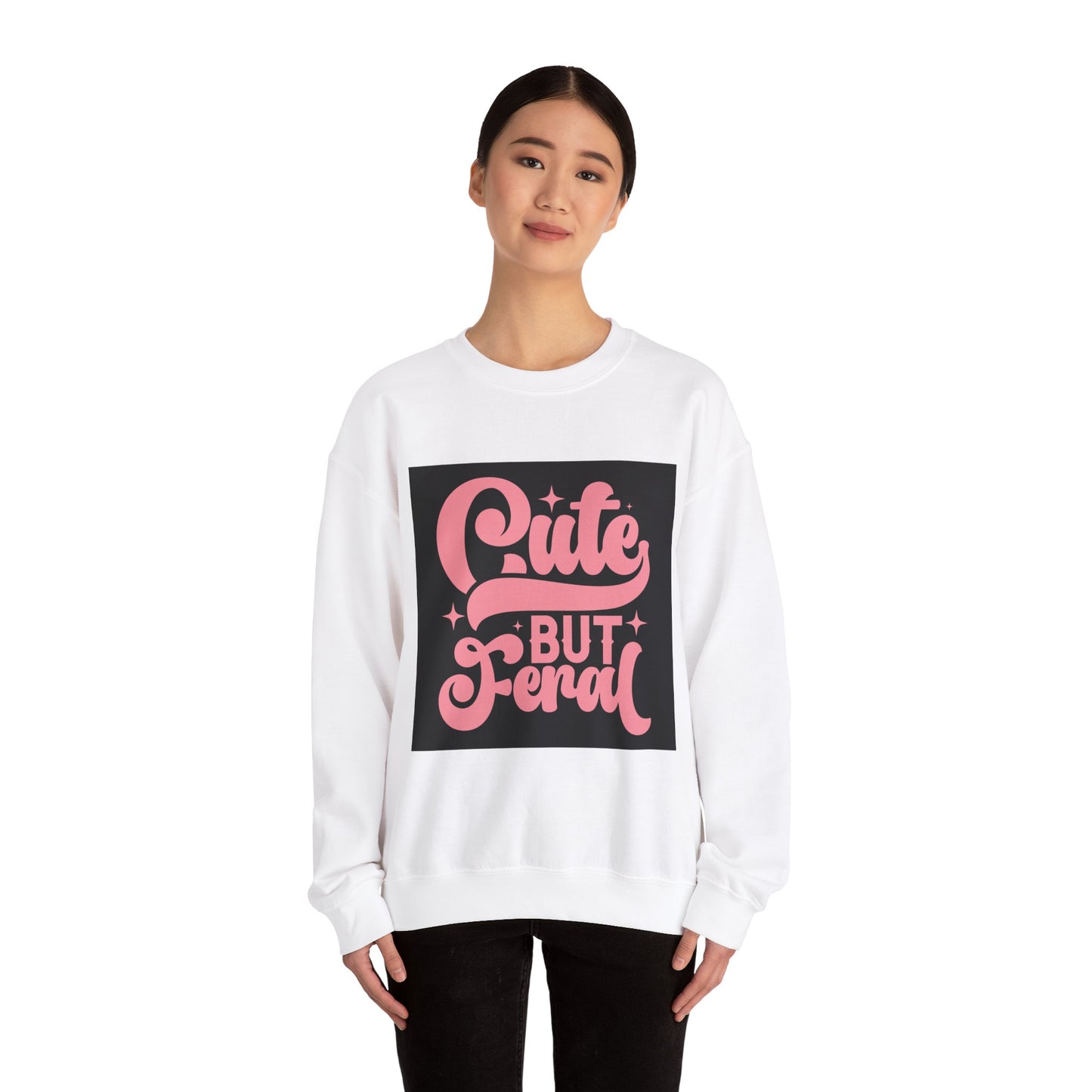 Cute But Feral Unisex Heavy Blend Crewneck Sweatshirt - Cozy & Stylish