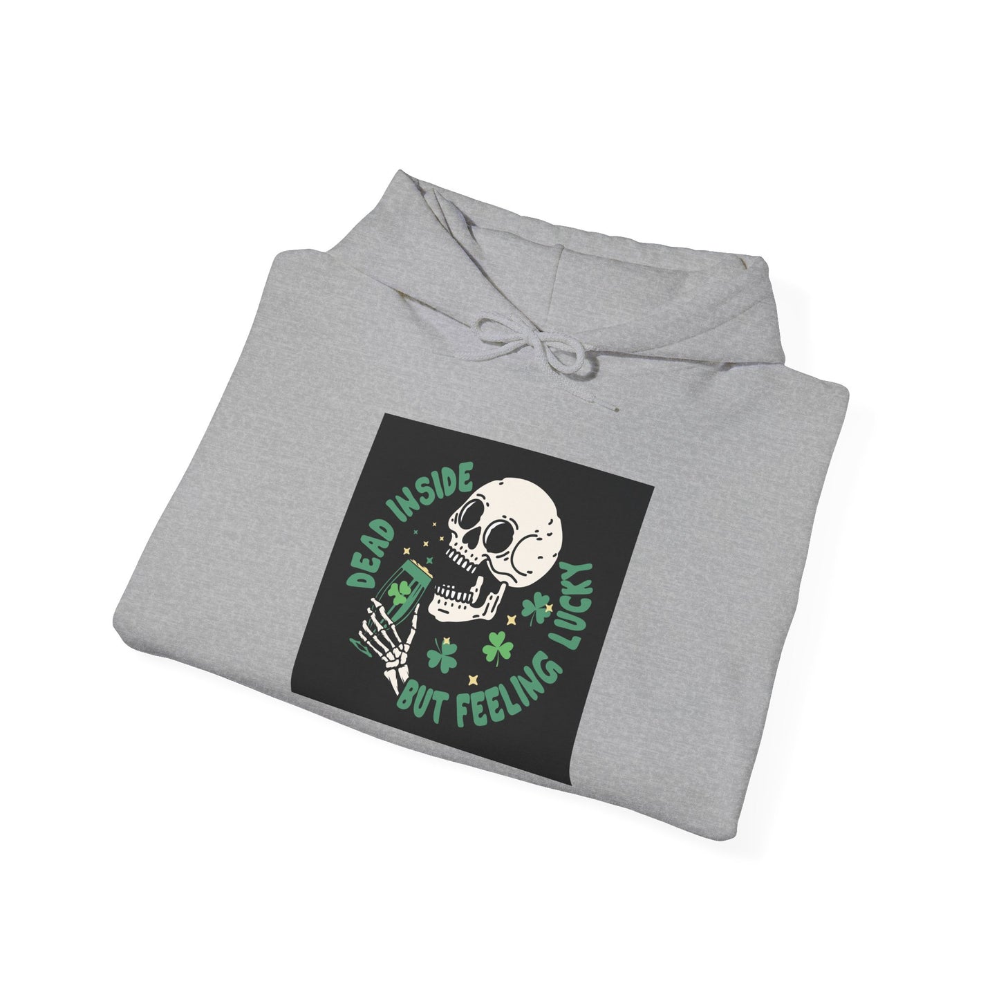 "Dead Inside but Feeling Lucky" Unisex Heavy Blend Hooded Sweatshirt - Perfect for Halloween & Casual Wear