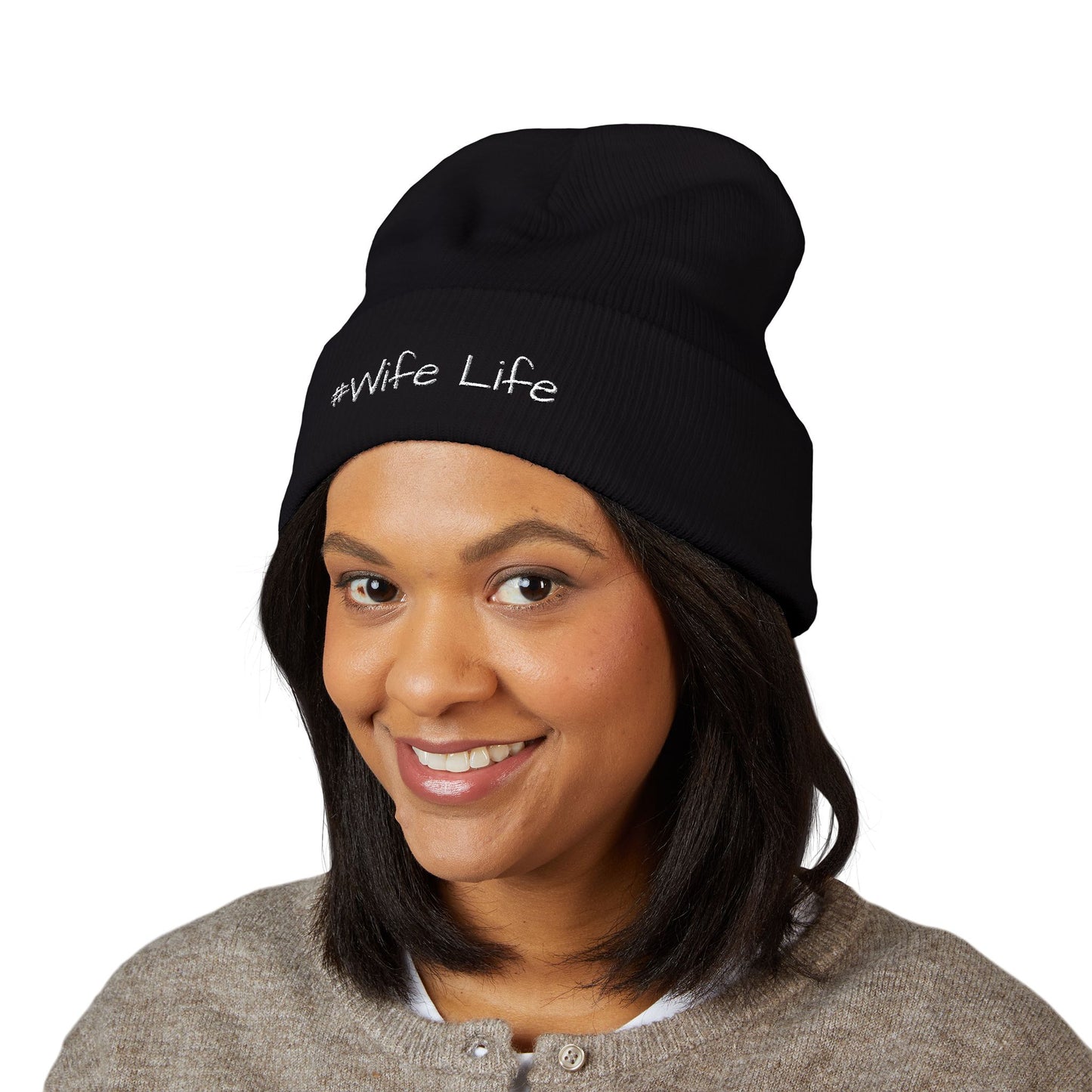 #Wife Life beanie | Embroidered cuffed beanie, wife life hat