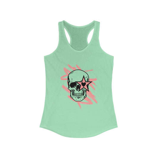 Edgy Skull Graphic Racerback Tank Top for Women - Perfect for Festivals and Casual Wear