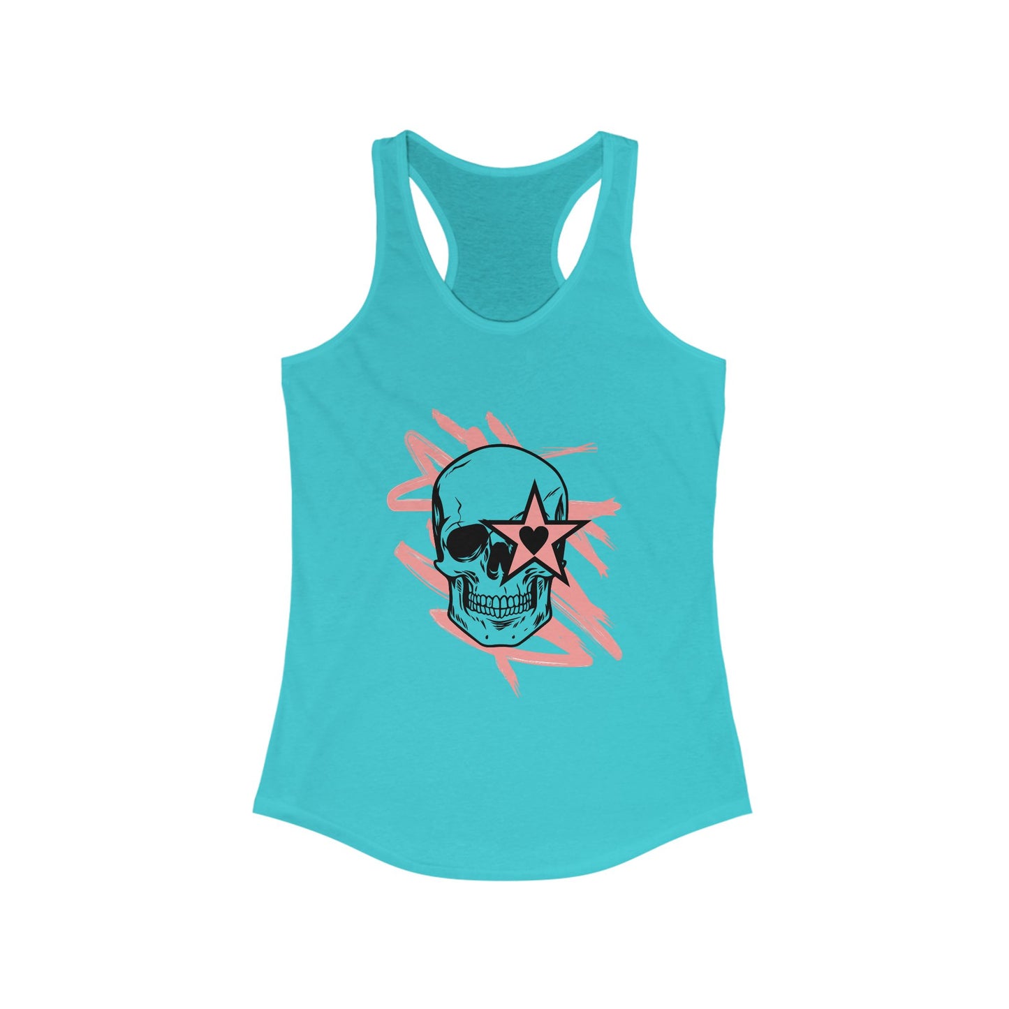 Edgy Skull Graphic Racerback Tank Top for Women - Perfect for Festivals and Casual Wear