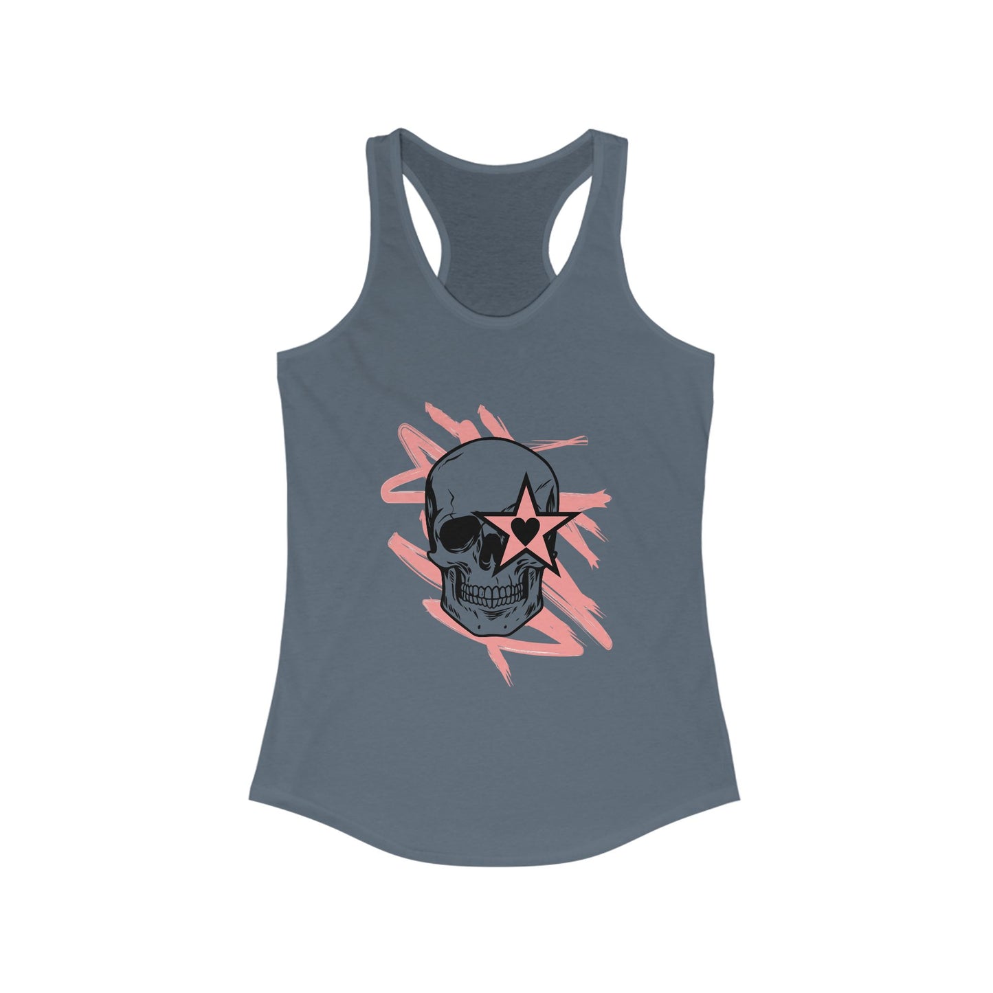 Edgy Skull Graphic Racerback Tank Top for Women - Perfect for Festivals and Casual Wear