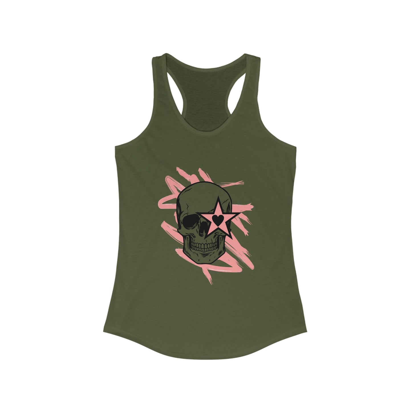 Edgy Skull Graphic Racerback Tank Top for Women - Perfect for Festivals and Casual Wear