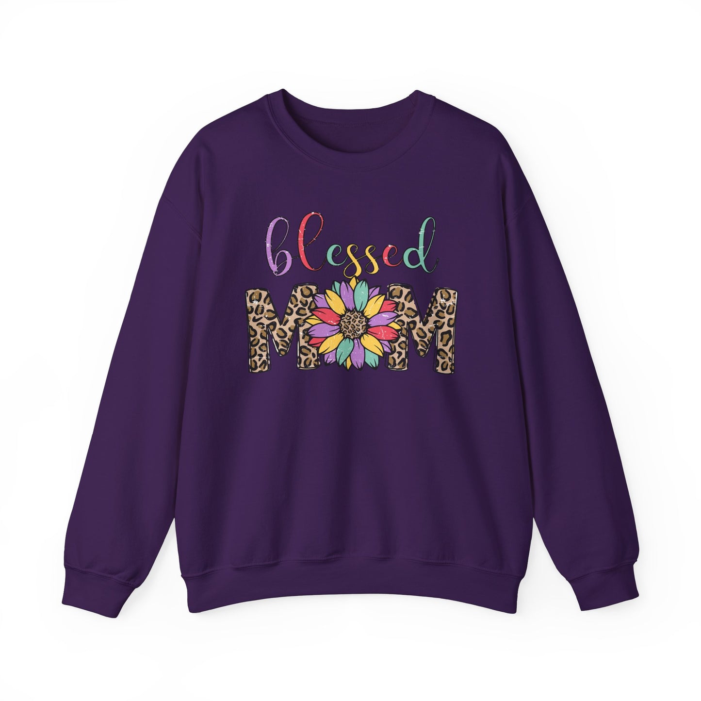 Blessed Mom Leopard Floral Crewneck Sweatshirt