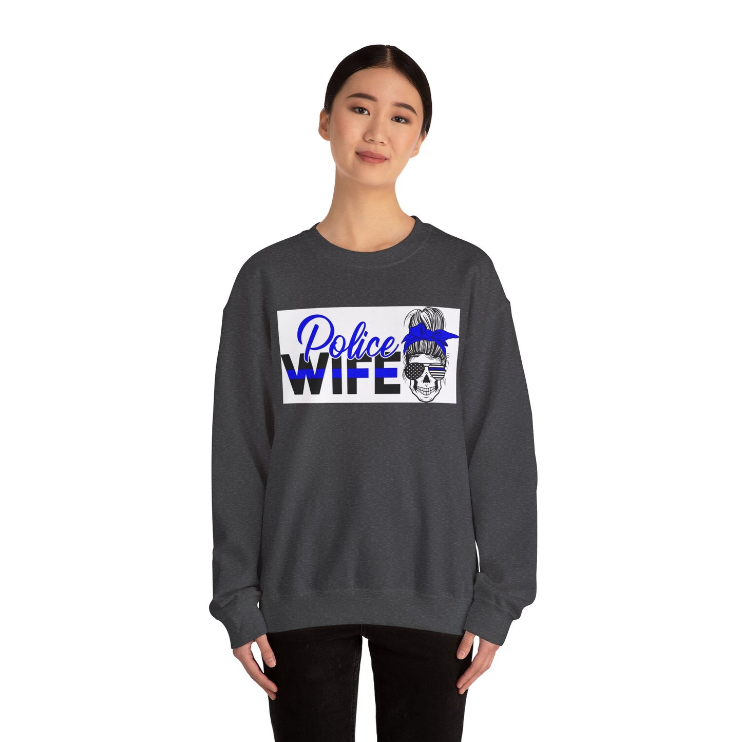 Police Wife Unisex Heavy Blend™ Crewneck Sweatshirt - Supportive Gift for Police Spouses