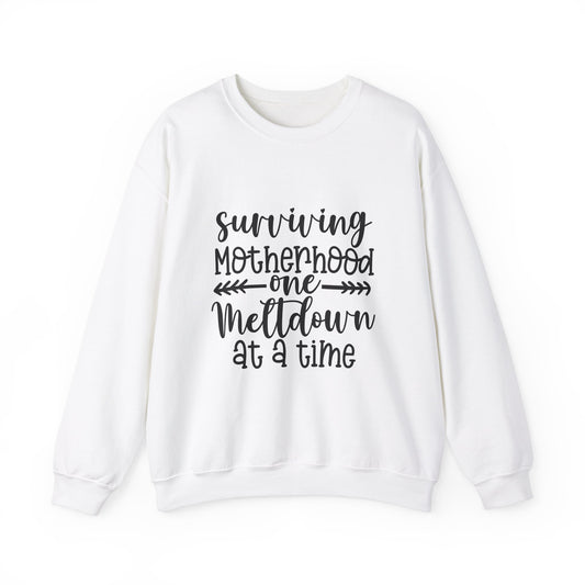 Surviving Motherhood Crewneck Sweatshirt – Cozy & Comfy for Moms