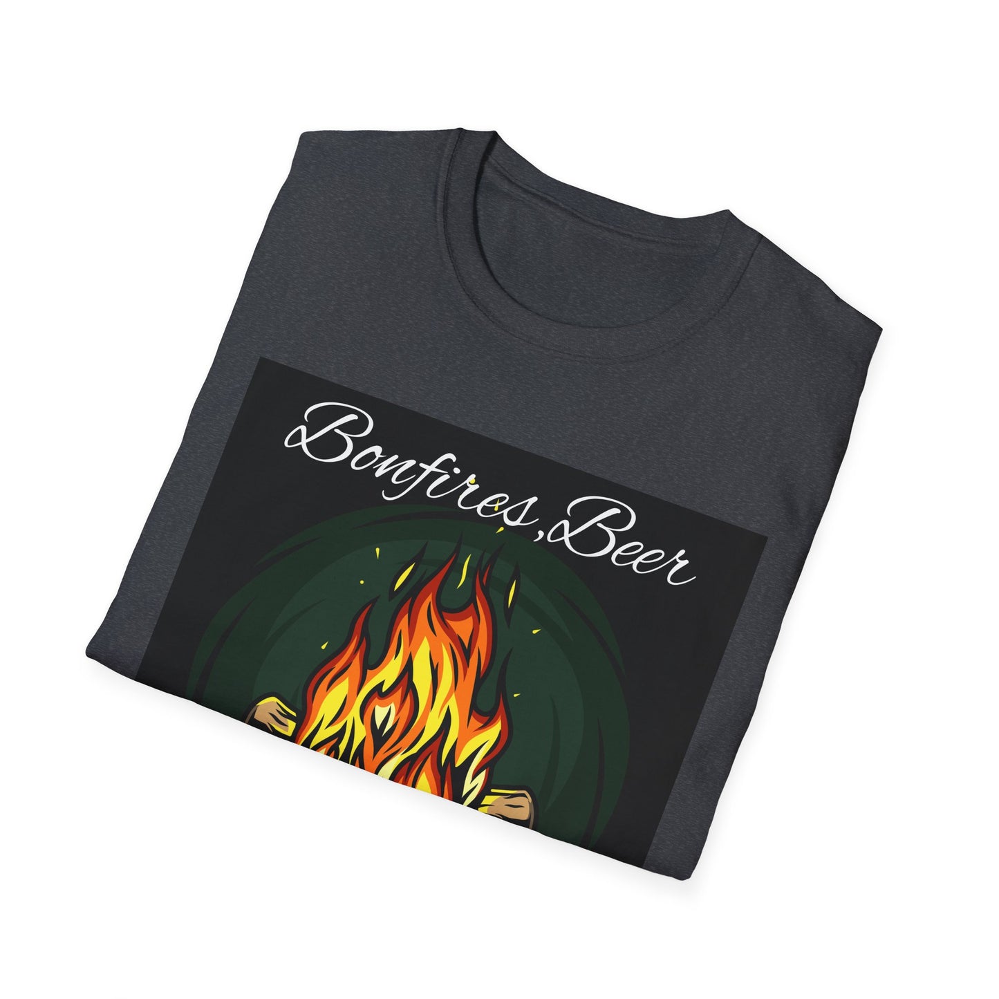 Bowfires, Beer, and Besties Unisex Softstyle T-Shirt - Perfect for Camping and Outdoor Gatherings