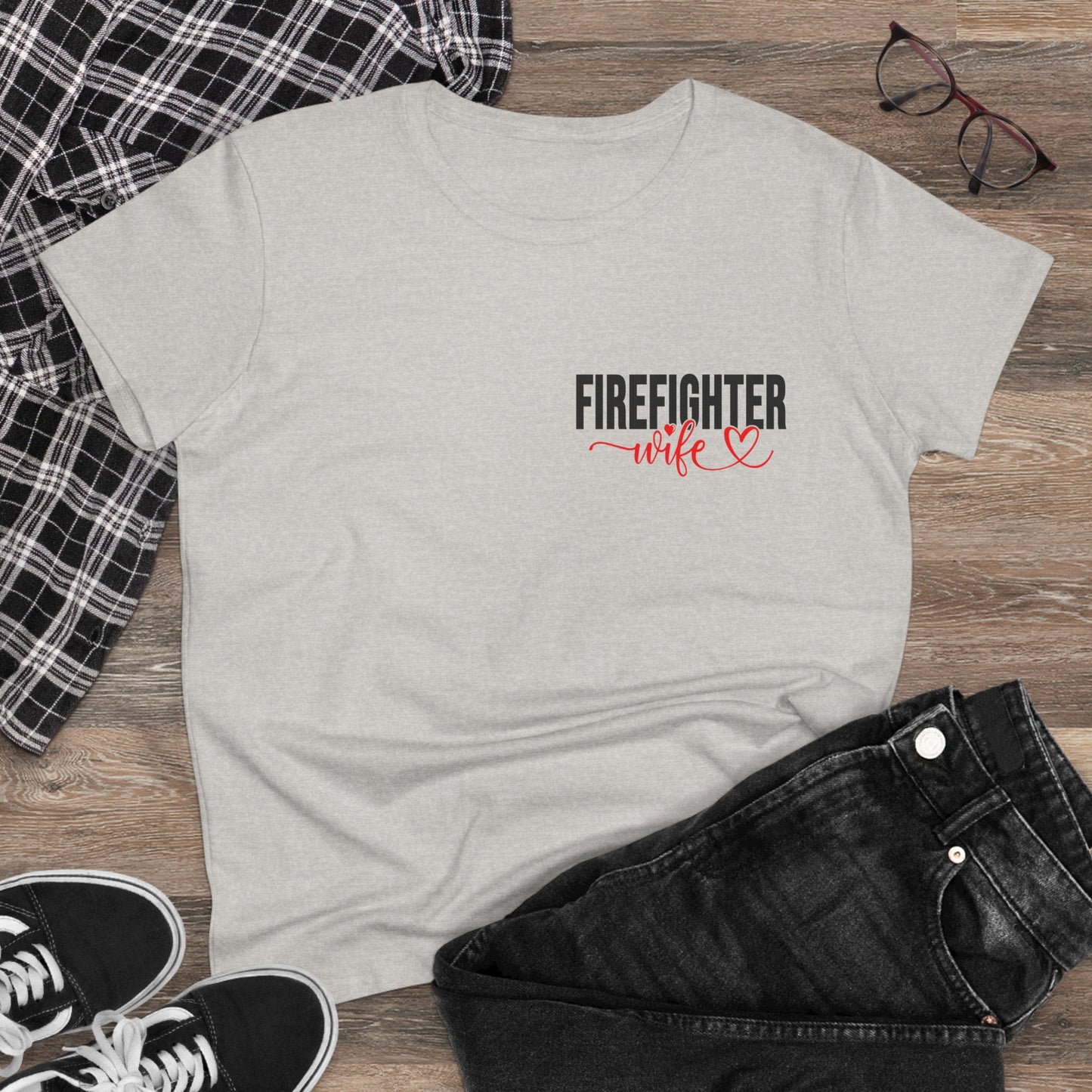 Firefighter Wife Cotton Tee - Supportive Gift for Her, Casual Wear, Patriotic Apparel, Unique Firefighter Gift, Everyday Comfort