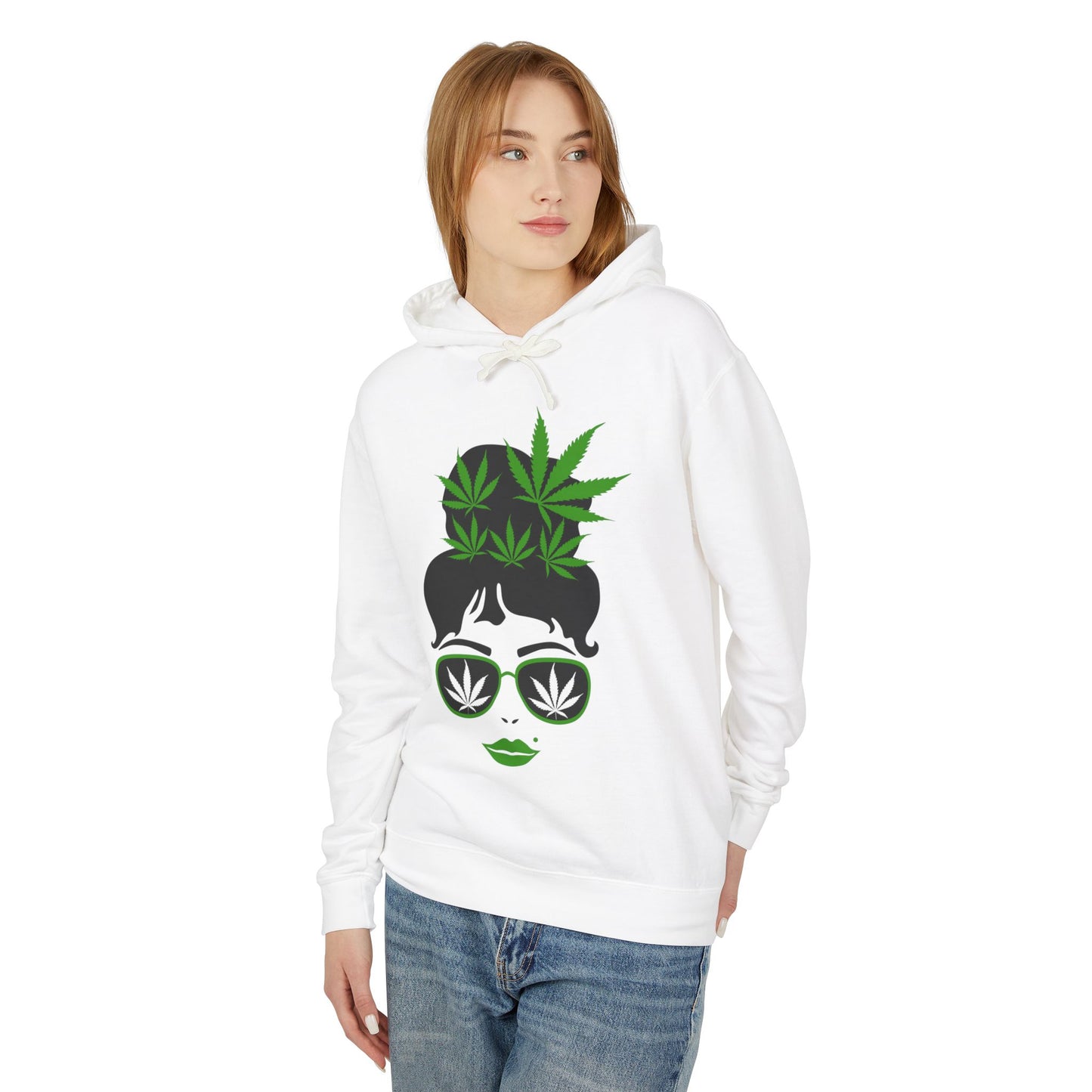 Chic Cannabis Graphic Hoodie - Cozy Unisex Lightweight Sweatshirt for Relaxation and Style