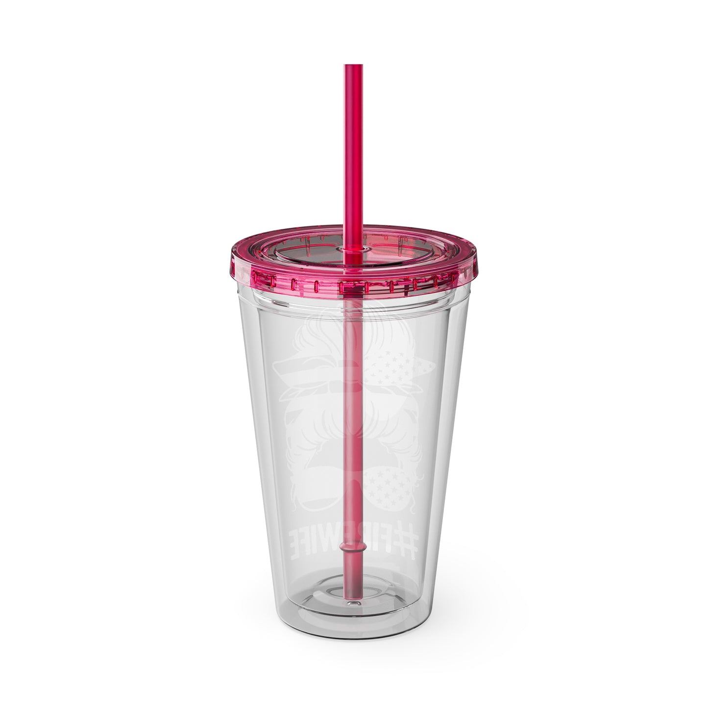 Sunsplash 16oz Tumbler with Straw - #FireWife Drinkware for Firefighters' Spouses