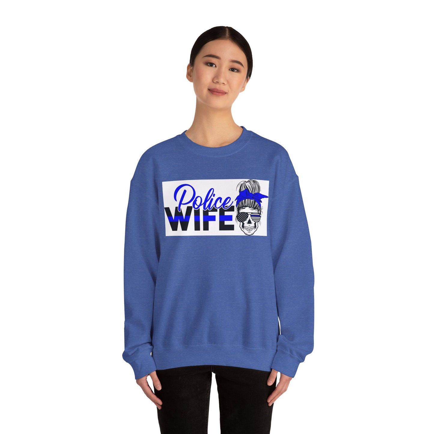 Police Wife Unisex Heavy Blend™ Crewneck Sweatshirt - Supportive Gift for Police Spouses