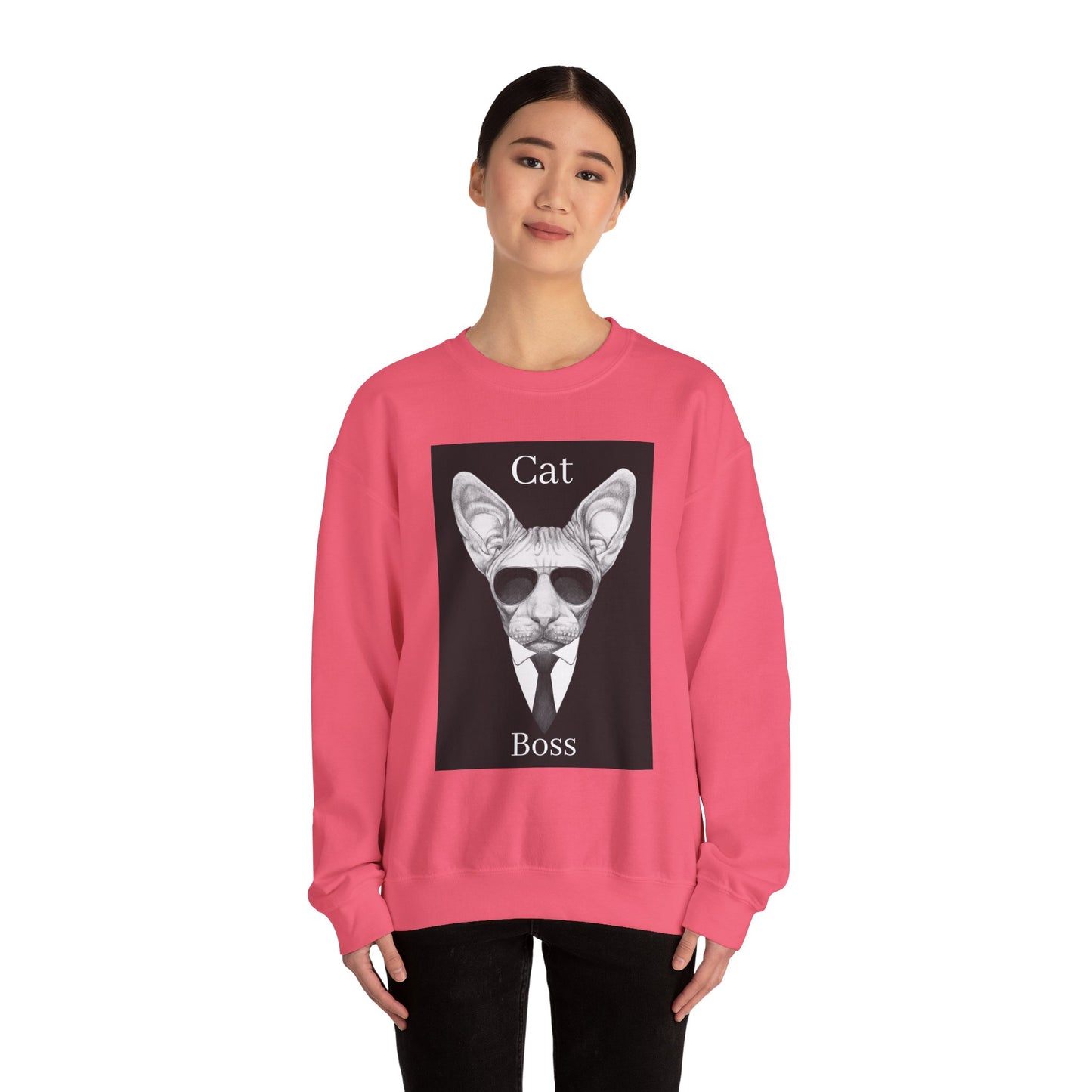 Cat Boss Unisex Crewneck Sweatshirt - Funny Cat Graphic Pullover