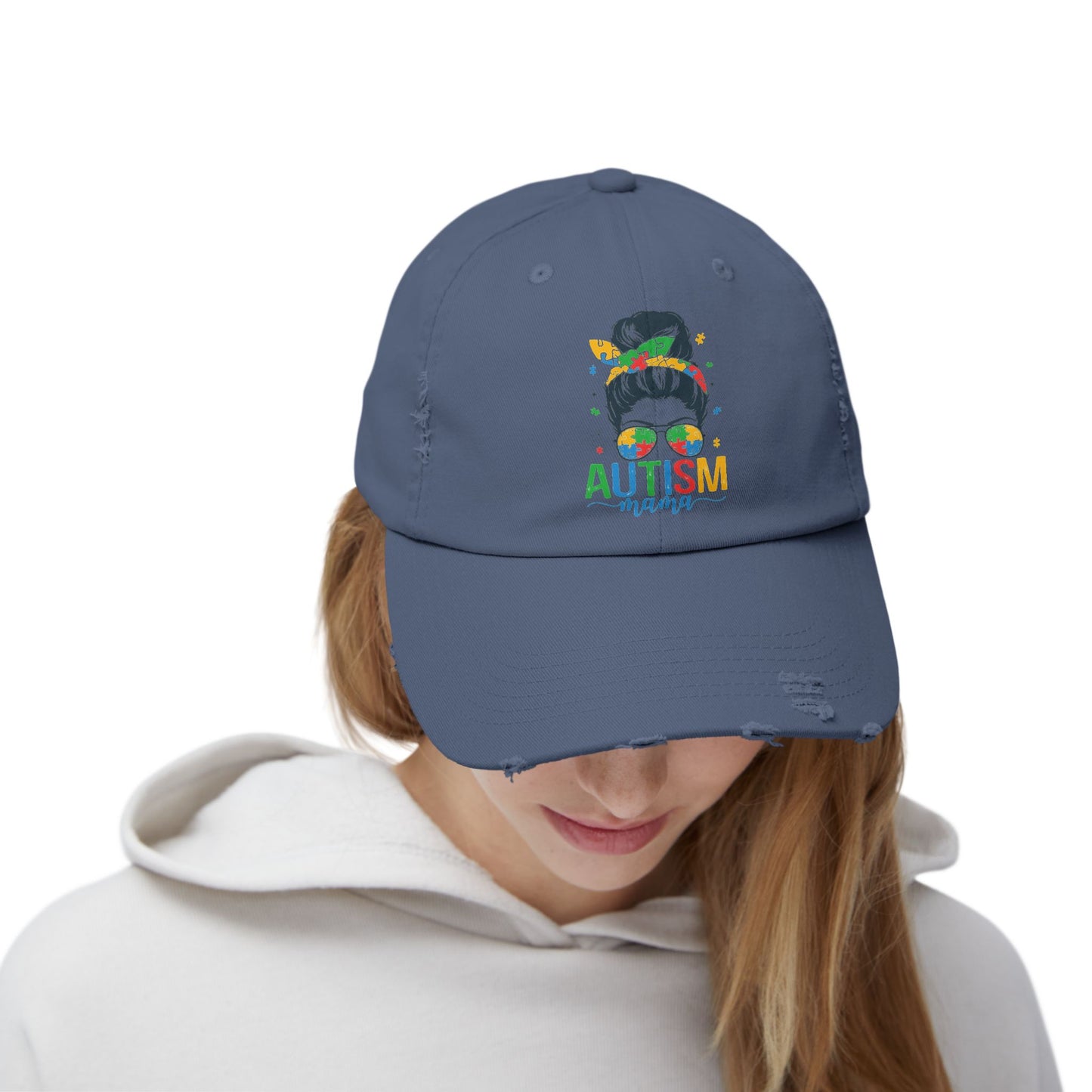 Autism Mama Distressed Cap - Stylish Supportive Hat for Moms