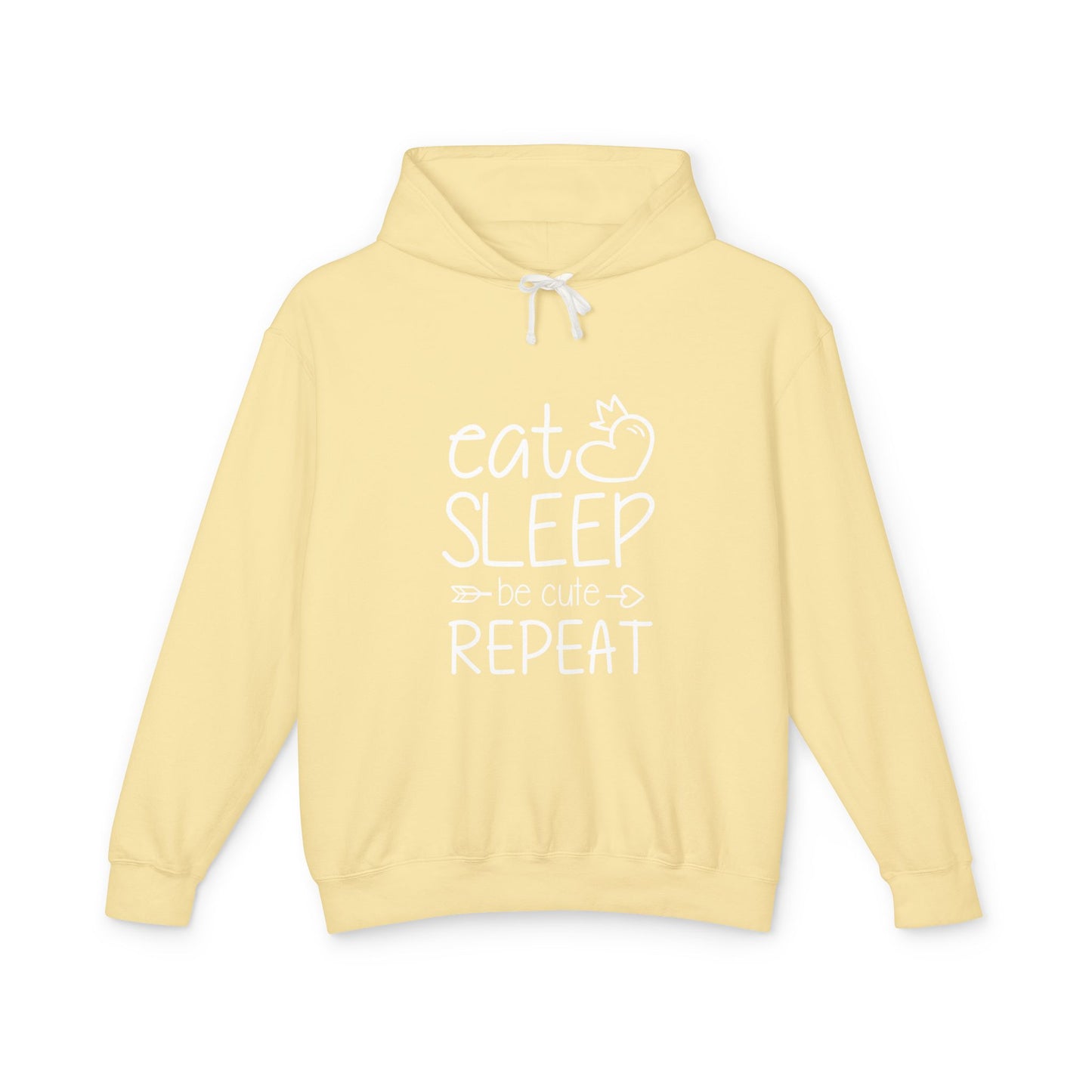Eat Sleep Be Cute Repeat Unisex Lightweight Hooded Sweatshirt