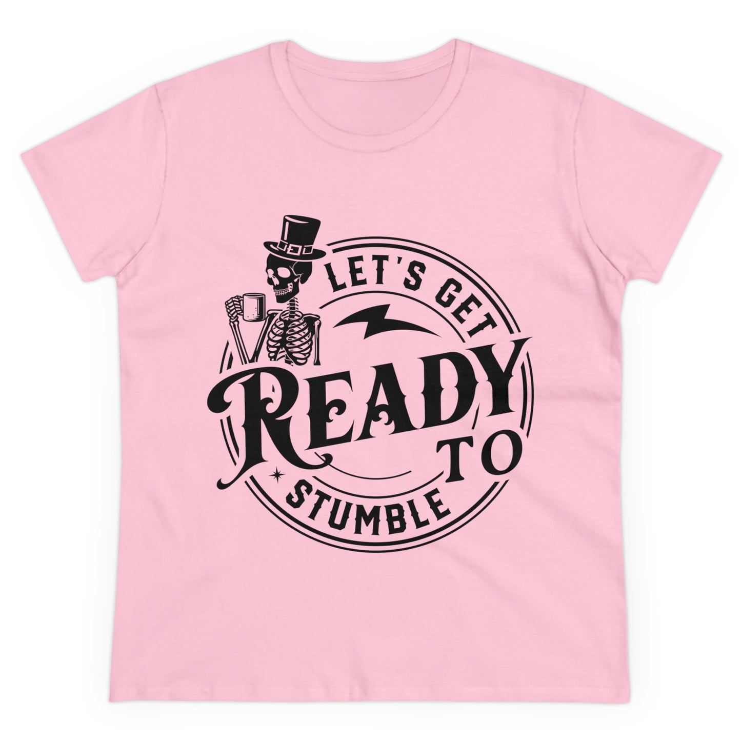 Ready to Stumble Skeleton Graphic Tee for Women - Fun Halloween Shirt