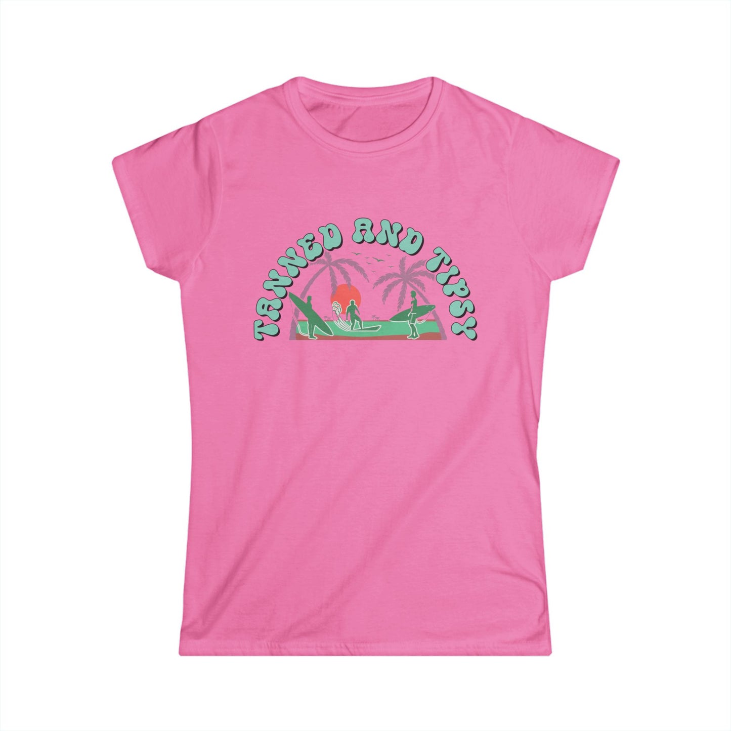 Tropical Vibes Tee - "Tanned and Tipsy" Women's Softstyle Shirt, Summer Casual Wear, Vacation Essentials, Gift for Her, Beach Day Top