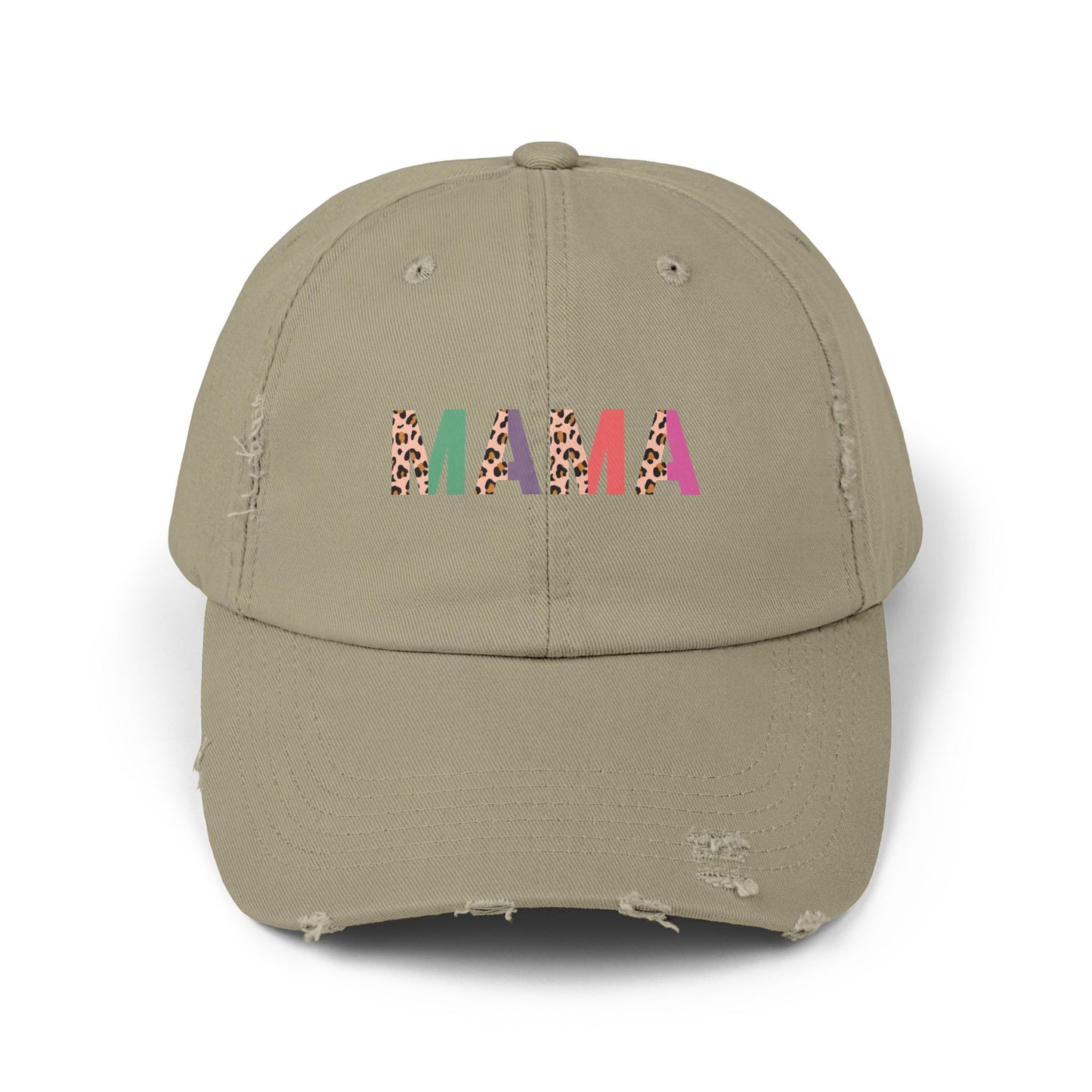 Trendy Unisex Distressed Cap - 'MAMA' Graphic Hat for Stylish Moms