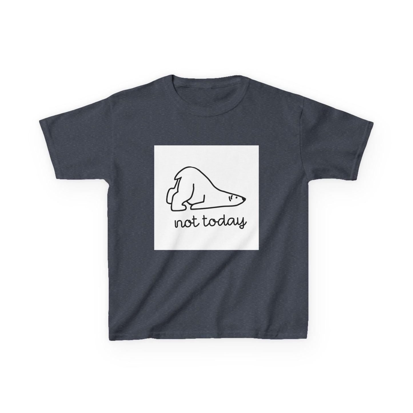 Kids Heavy Cotton™ Tee - "Not Today" Relaxed Polar Bear Design