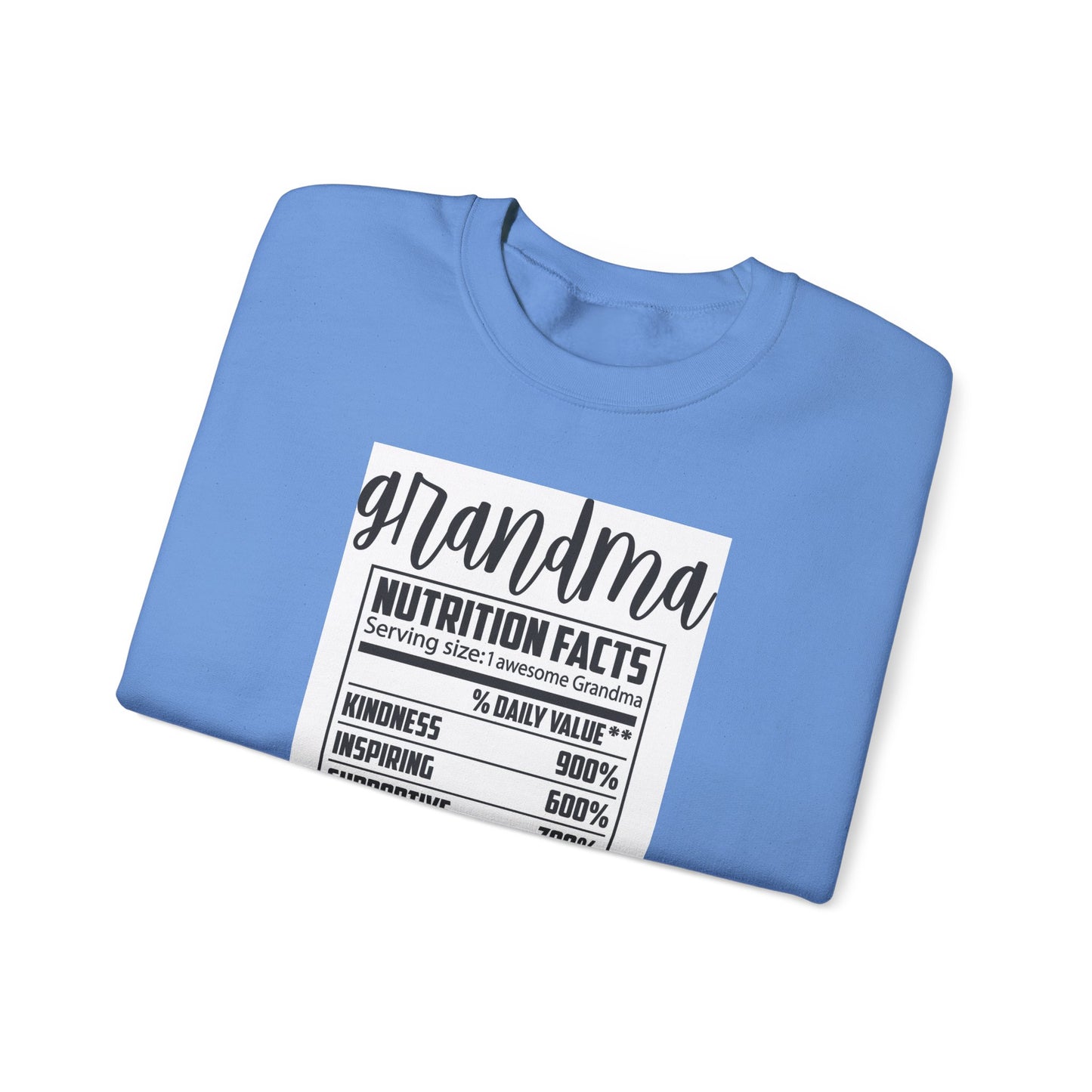 Grandma Nutrition Facts Sweatshirt - Cozy Unisex Crewneck for Family Celebrations