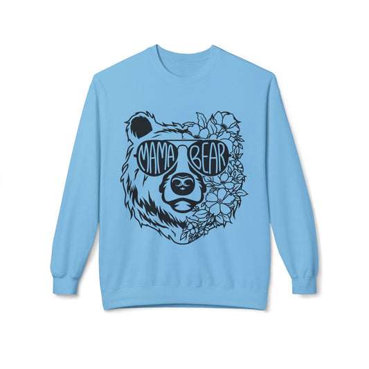 Mama Bear Floral Sunglasses Sweatshirt | Unisex Midweight Fleece Crewneck