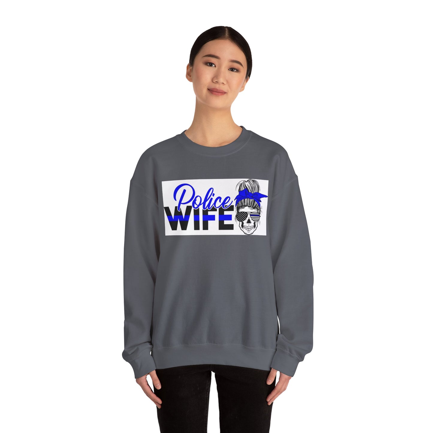 Police Wife Unisex Heavy Blend™ Crewneck Sweatshirt - Supportive Gift for Police Spouses