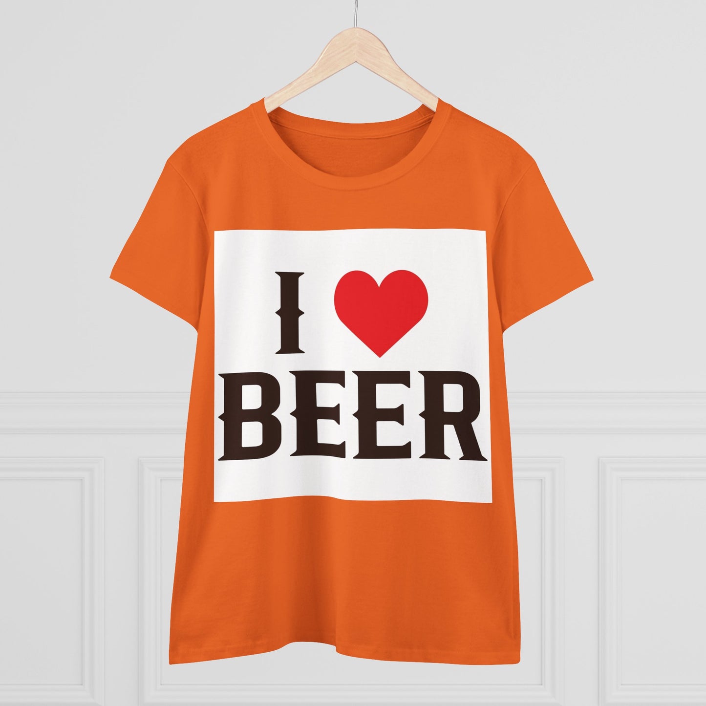 I Love Beer Women's Midweight Cotton Tee, Beer Lover Shirt, Gift for Beer Enthusiasts, Casual Everyday Wear, Fun Party Tee