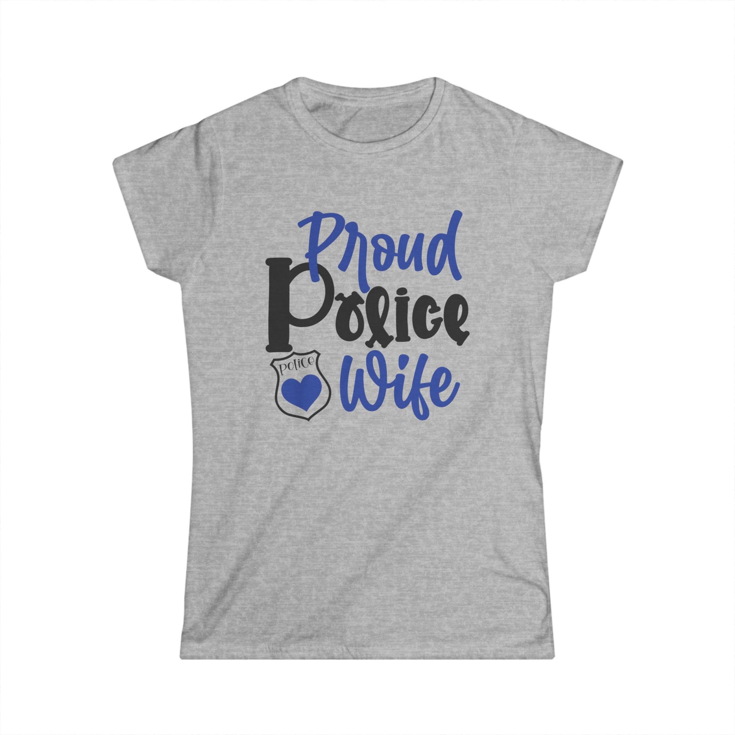 Proud Police Wife Tee, Women's Softstyle Shirt, Police Spouse Gift, Supportive Wife Apparel, Law Enforcement Love Tee