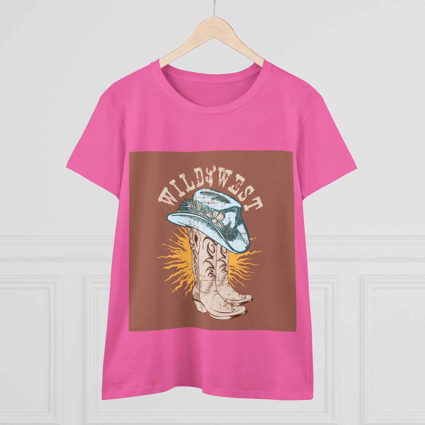 Wild West Women's Cotton Tee - Casual Summer Top, Boho Fashion, Vintage Graphic Shirt, Gift for Cowgirls, Western Wear
