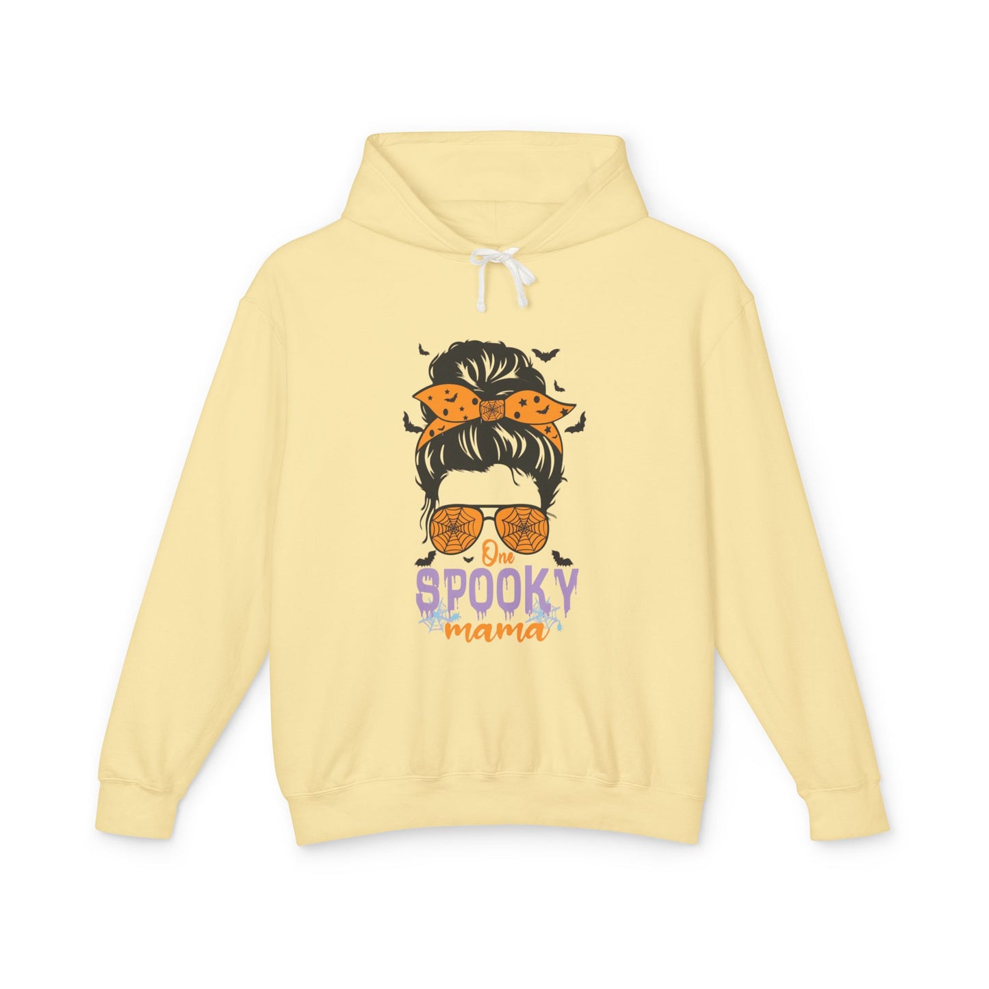 Spooky Mama Hoodie, Lightweight Sweatshirt for Halloween, Seasonal Casual Wear, Perfect Gift for Moms, Cozy Fall Fashion