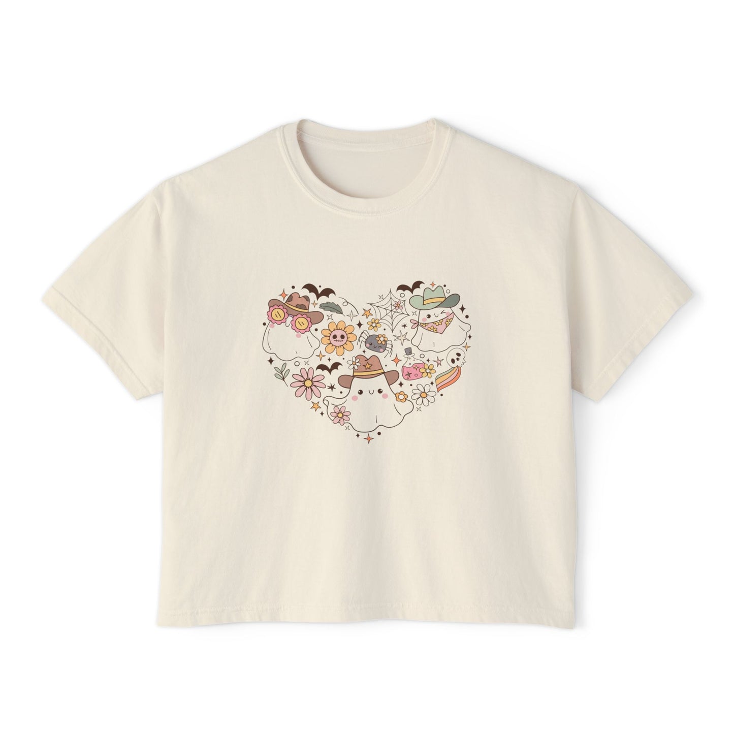 Whimsical Nature Women's Boxy Tee, Cute Graphic Shirt, Summer Fashion Tee, Gift for Nature Lovers, Casual Women's Top