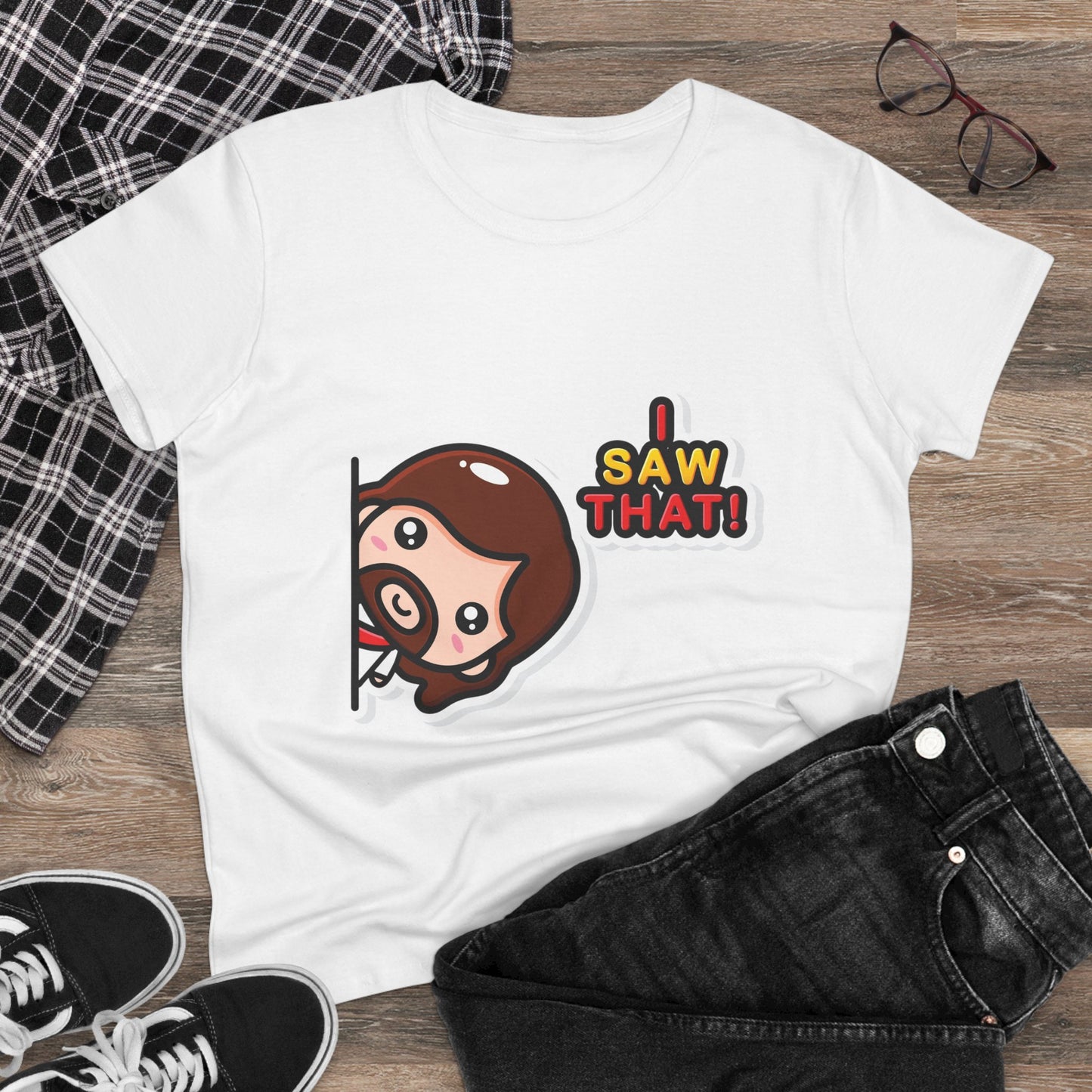 Funny Women’s Cotton Tee - 'I Saw That!' Graphic T-Shirt