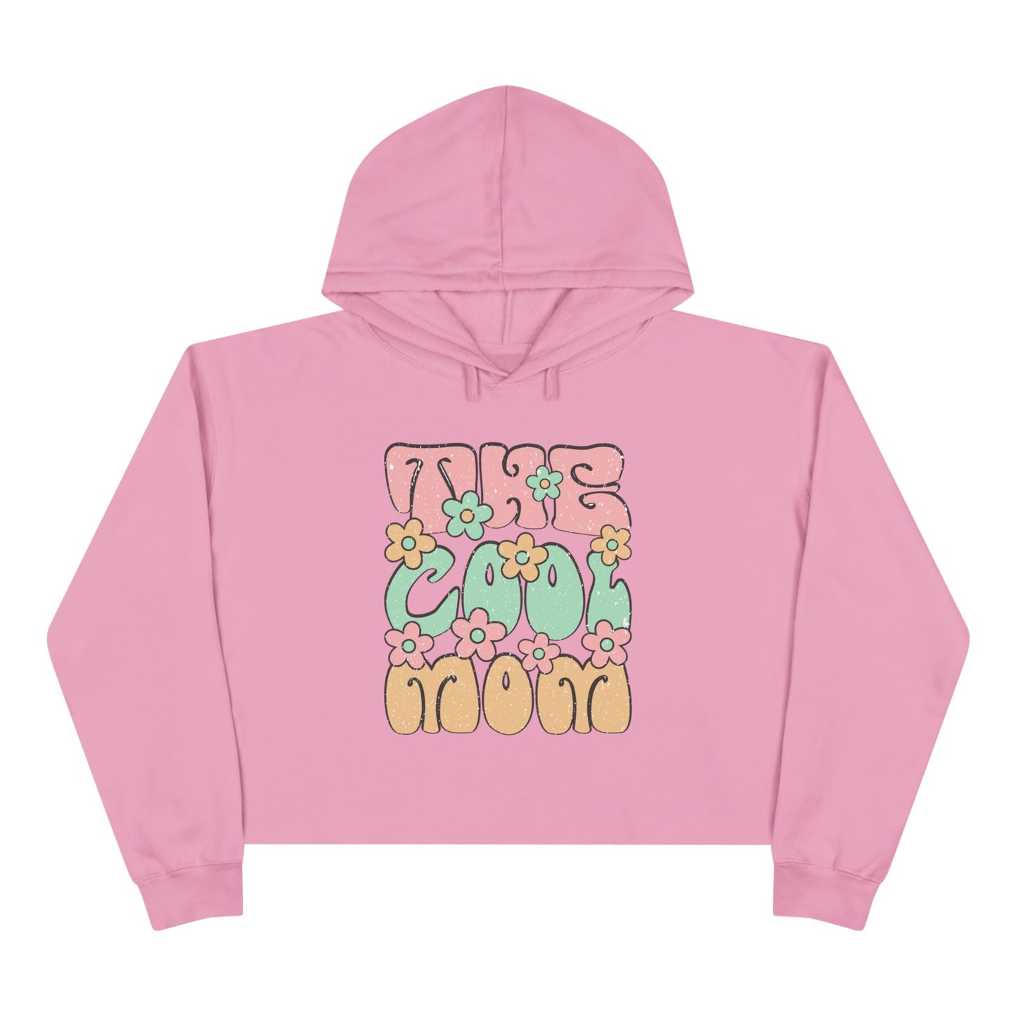 Retro Floral Crop Hoodie - 'This Cool Mood' - Trendy Spring Fashion