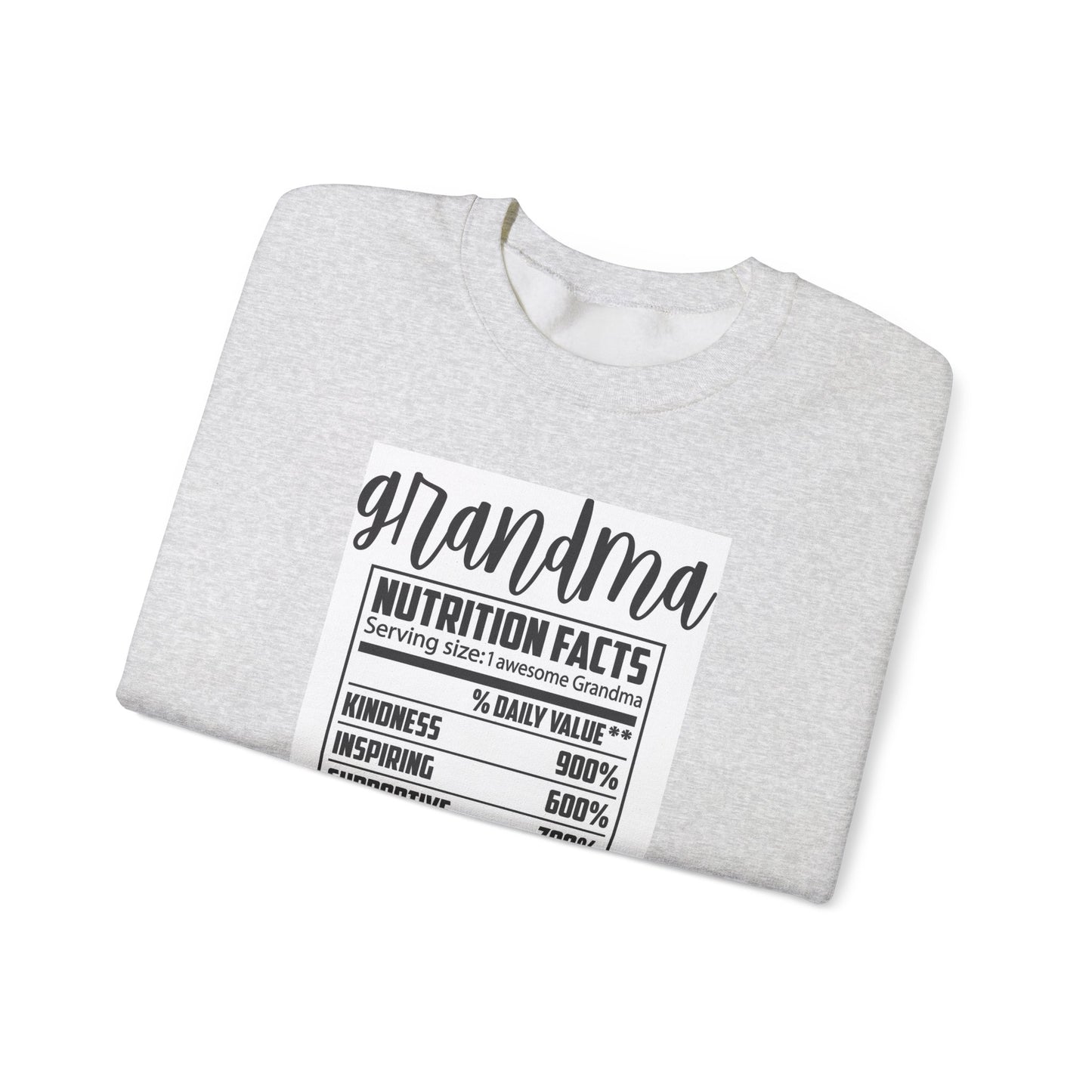Grandma Nutrition Facts Sweatshirt - Cozy Unisex Crewneck for Family Celebrations