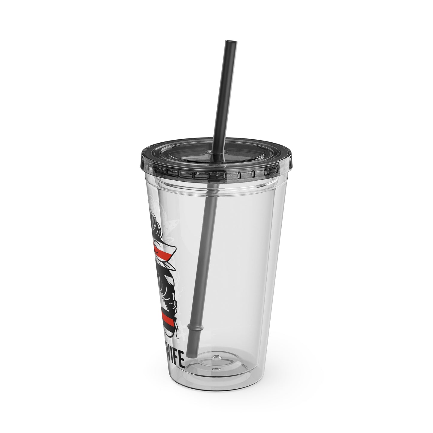 Sunsplash 16oz Tumbler with Straw - #FireWife Drinkware for Firefighters' Spouses