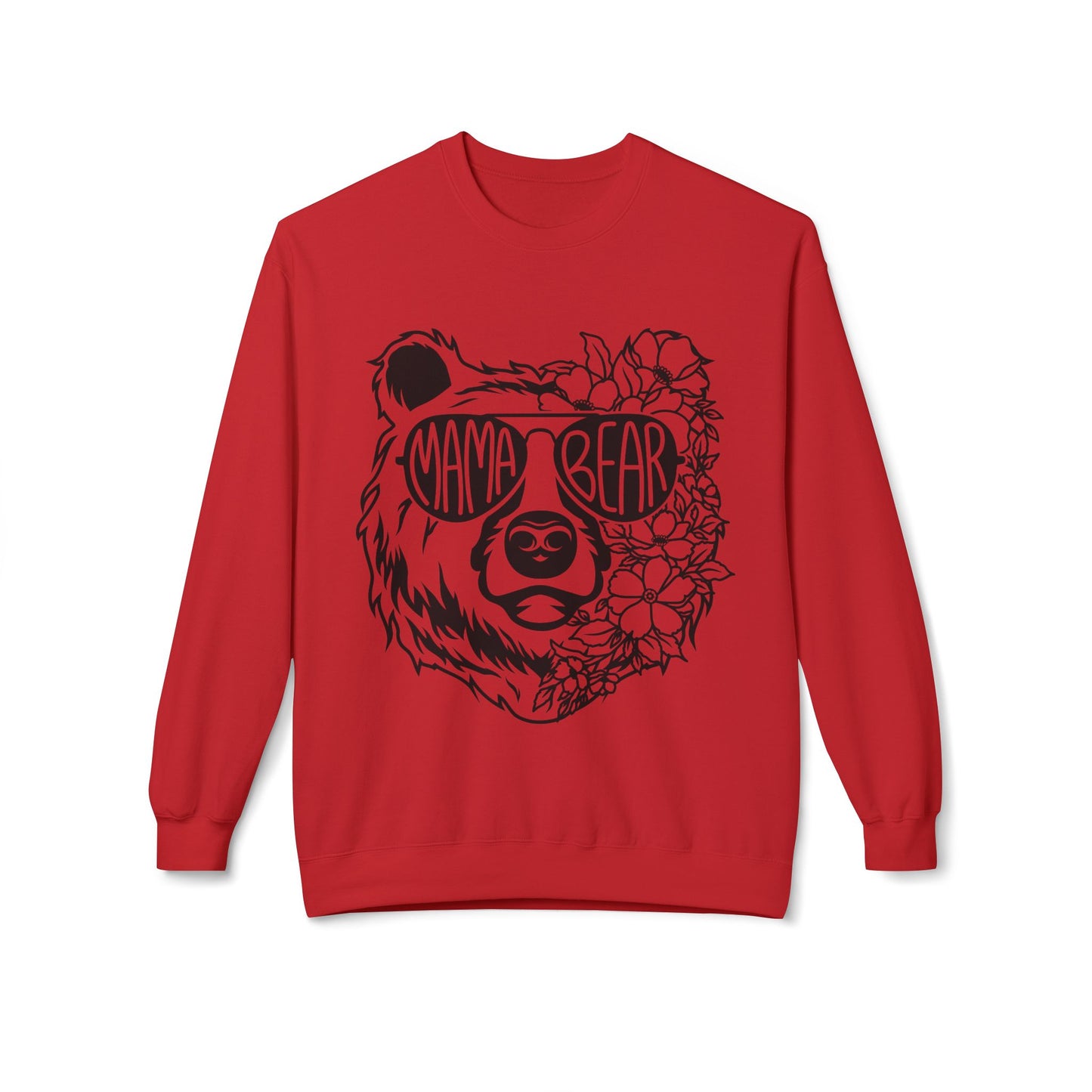 Mama Bear Floral Sunglasses Sweatshirt | Unisex Midweight Fleece Crewneck