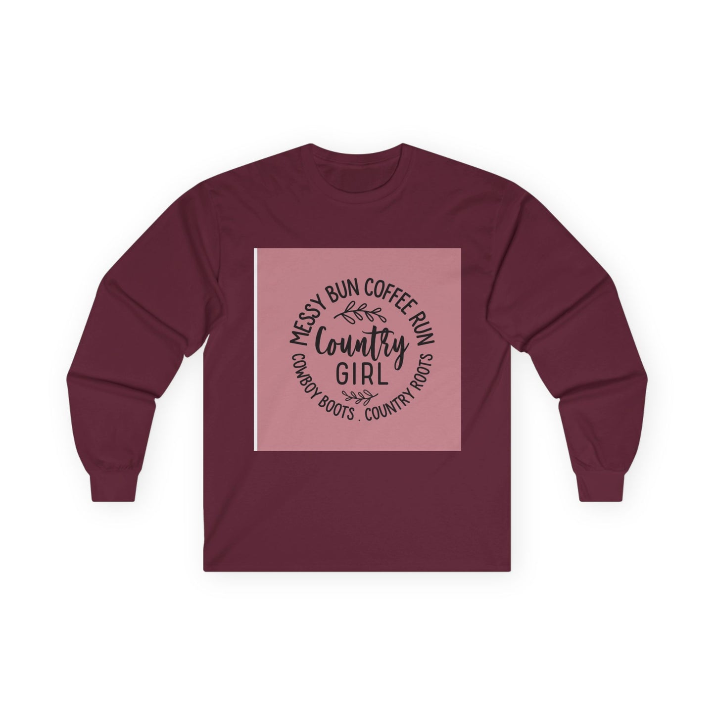 Country Girl Long Sleeve Tee - Messy Bun Coffee Fun