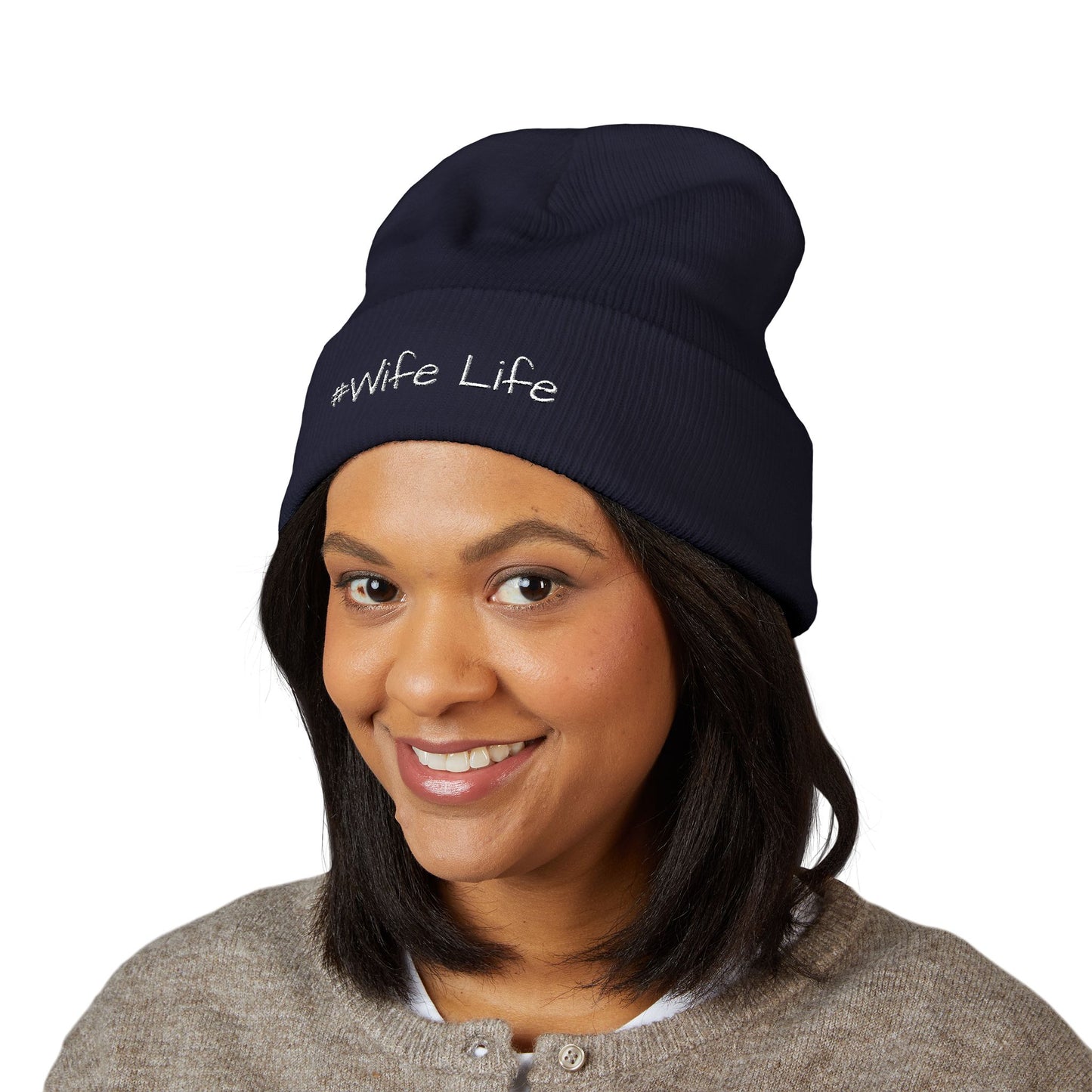 #Wife Life beanie | Embroidered cuffed beanie, wife life hat