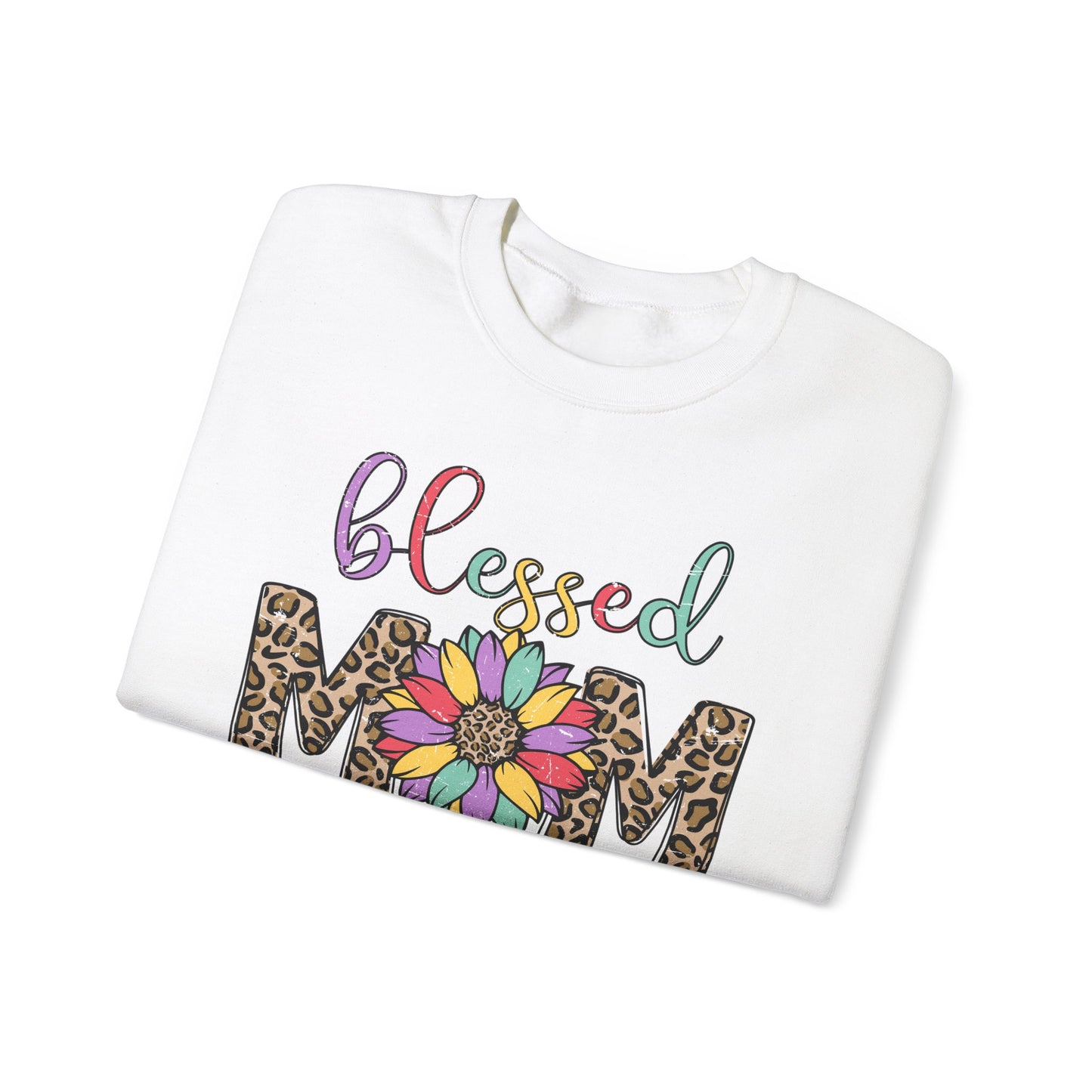 Blessed Mom Leopard Floral Crewneck Sweatshirt