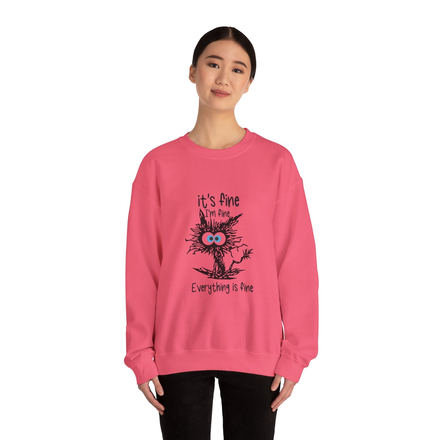 It's Fine Unisex Crewneck Sweatshirt - Cozy and Playful for Everyday Wear