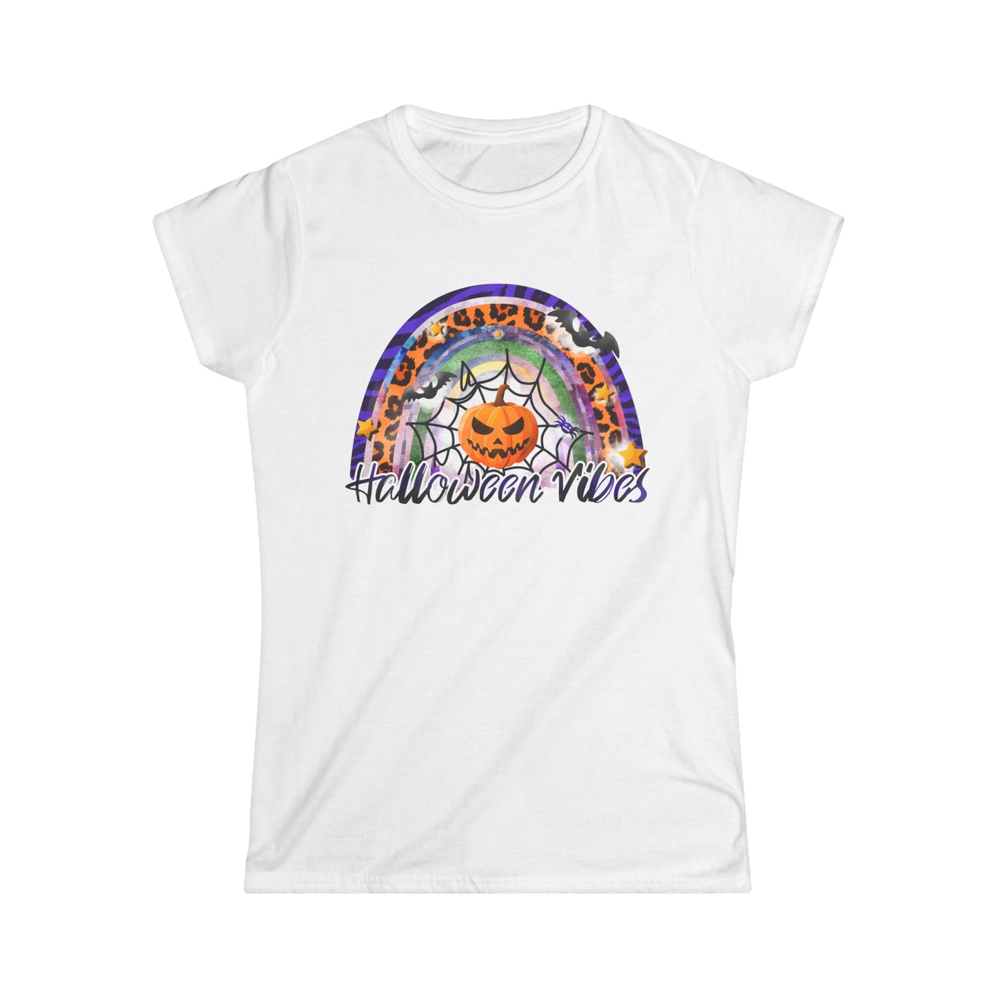 Halloween Vibes Softstyle Tee, Women's Halloween Shirt, Seasonal T-Shirt, Fall Fashion Top, Spooky Graphic Tee, Casual Halloween Wear