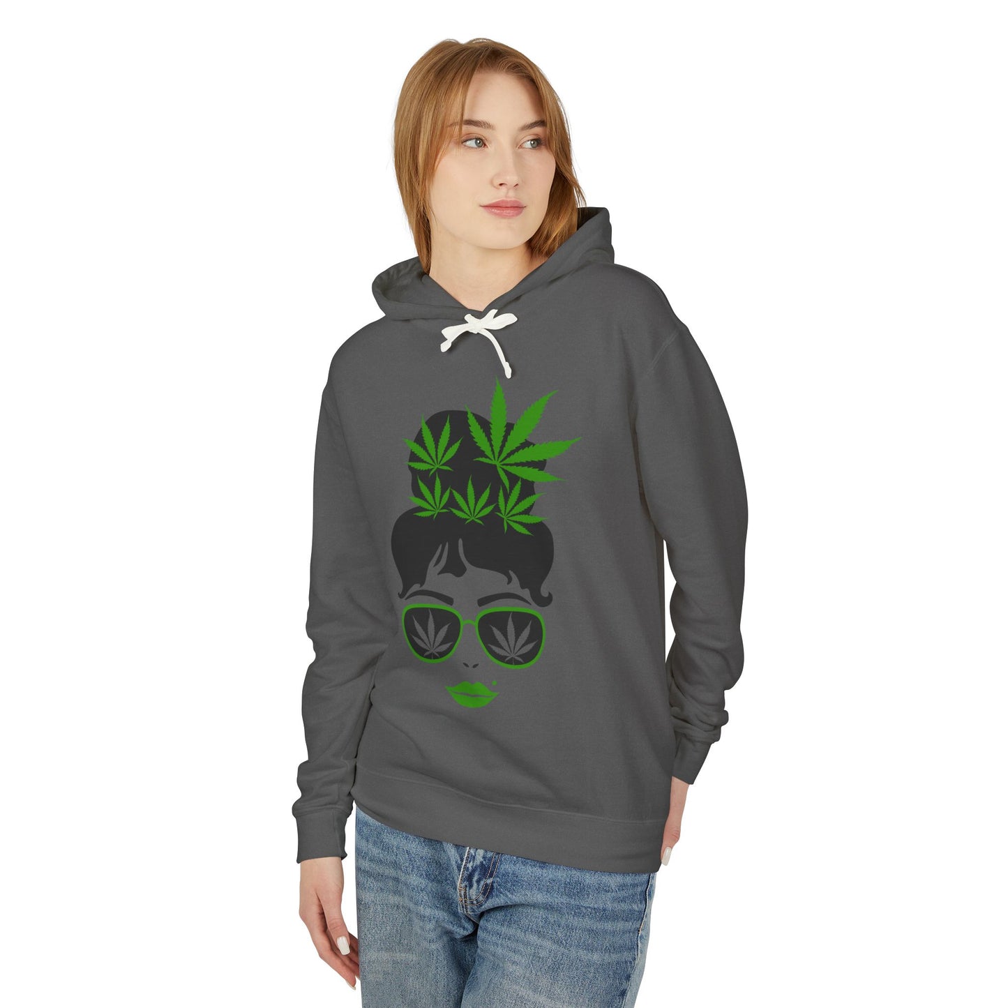 Chic Cannabis Graphic Hoodie - Cozy Unisex Lightweight Sweatshirt for Relaxation and Style