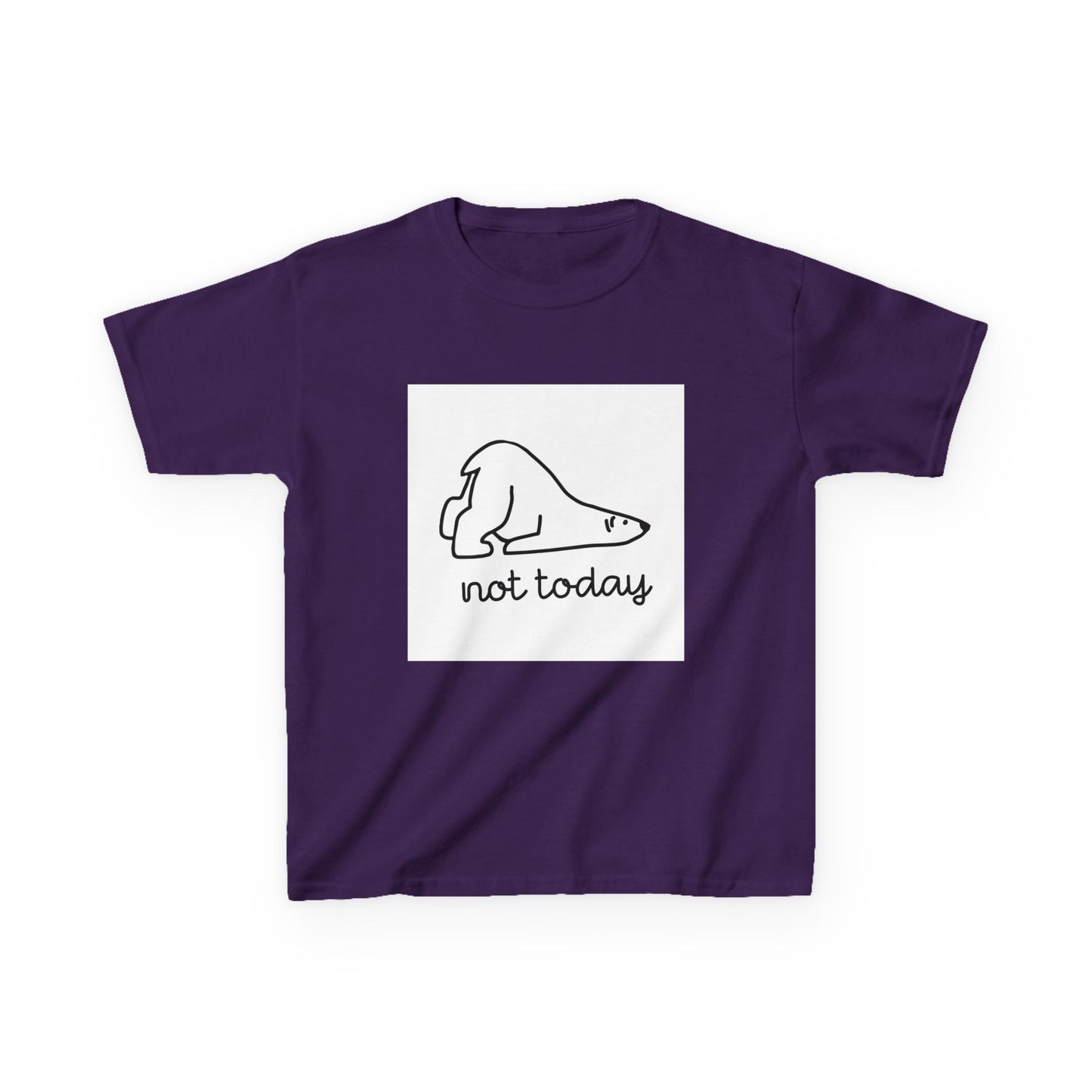 Kids Heavy Cotton™ Tee - "Not Today" Relaxed Polar Bear Design