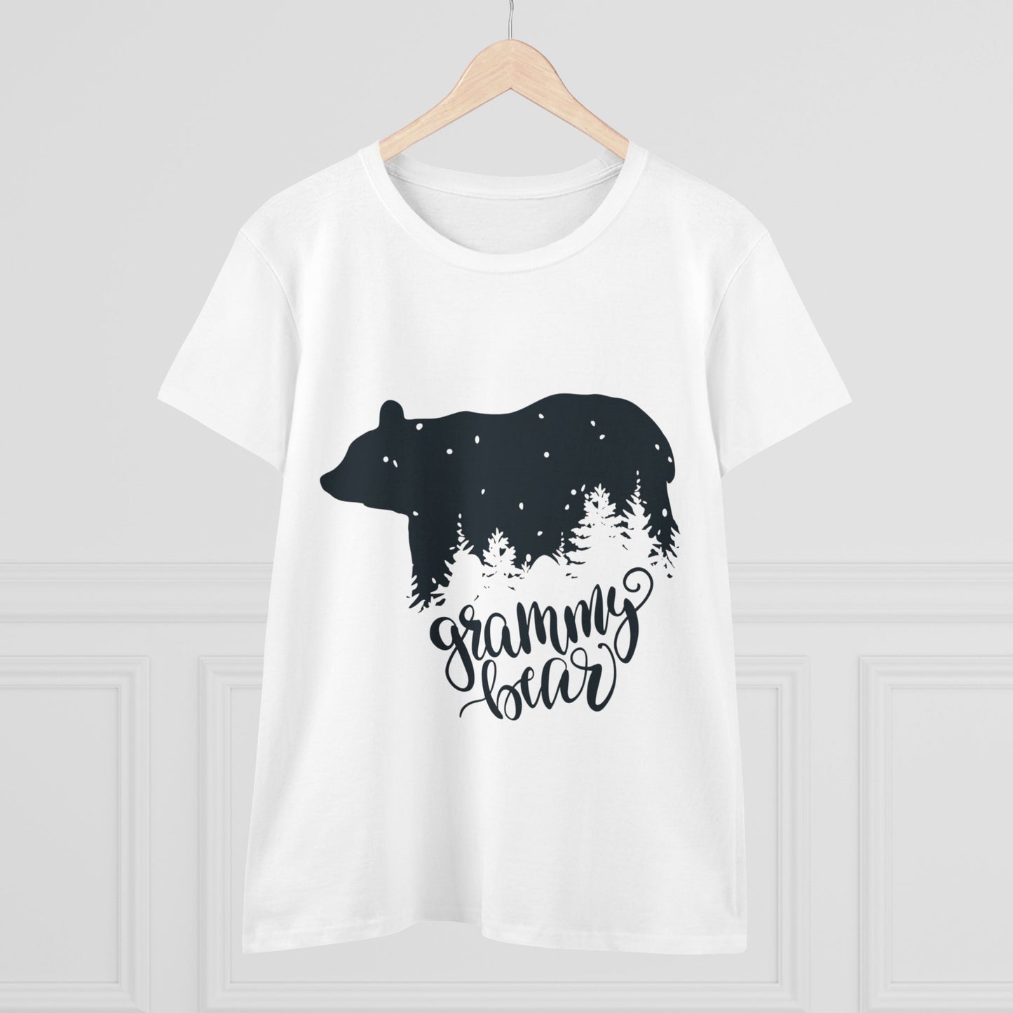 Grammy Bear Women's Midweight Cotton Tee - Cozy Nature Graphic Tee