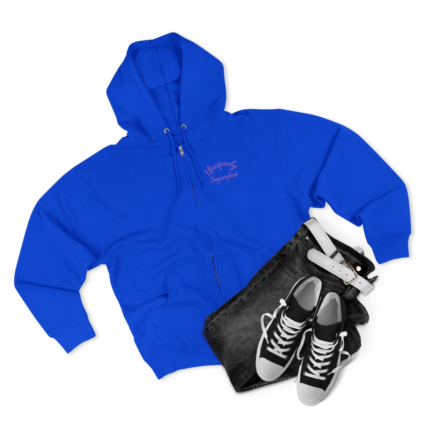 Unique & Imperfect Unisex Zip Hoodie - Edgy Skull Design