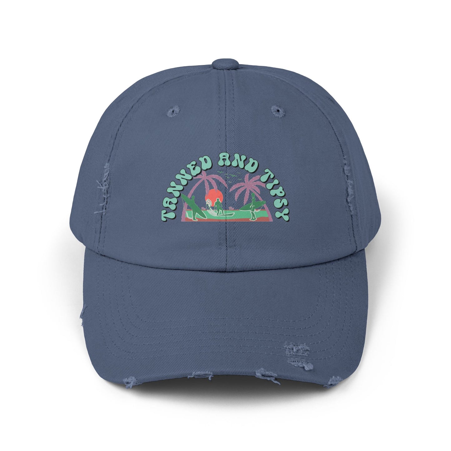Tropical Vibes Distressed Cap, Unisex Relaxed Hat, Trendy Summer Fashion, Beachwear Accessory, Gift for Travelers, Casual Daily Wear