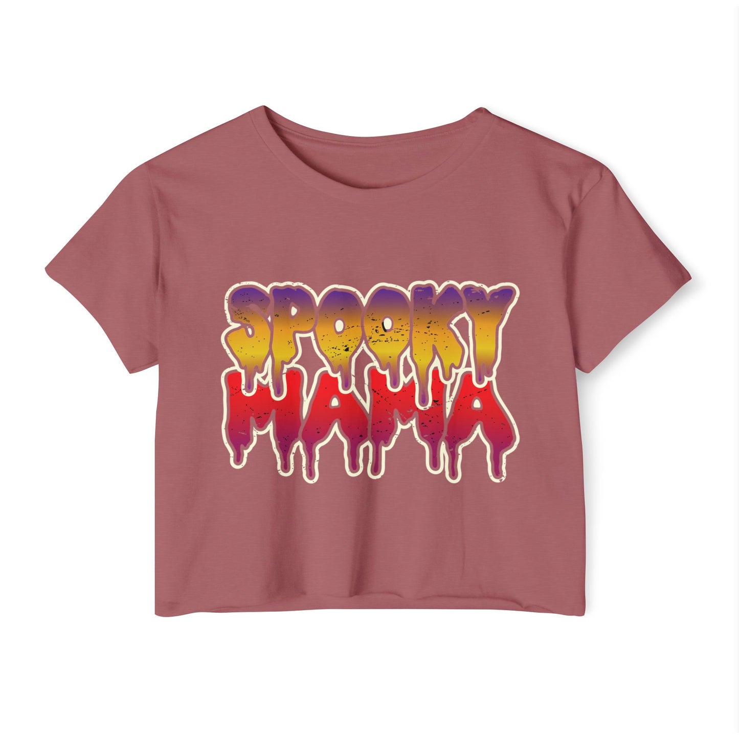 Spooky Mama Women's Festival Crop Top, Halloween Shirt, Boho Crop Tee, Festival Wear, Party Top, Casual Stylish Crop