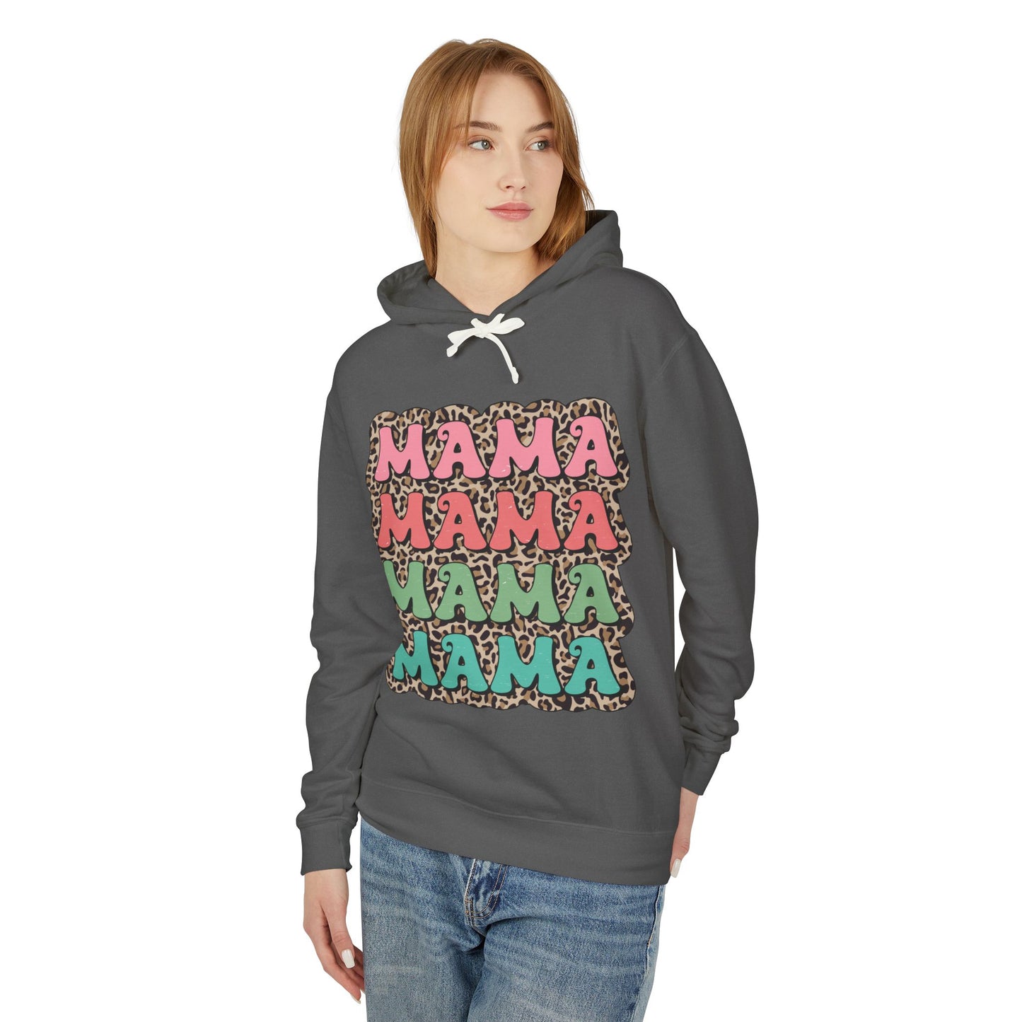 Mama Leopard Print Lightweight Hoodie for Moms