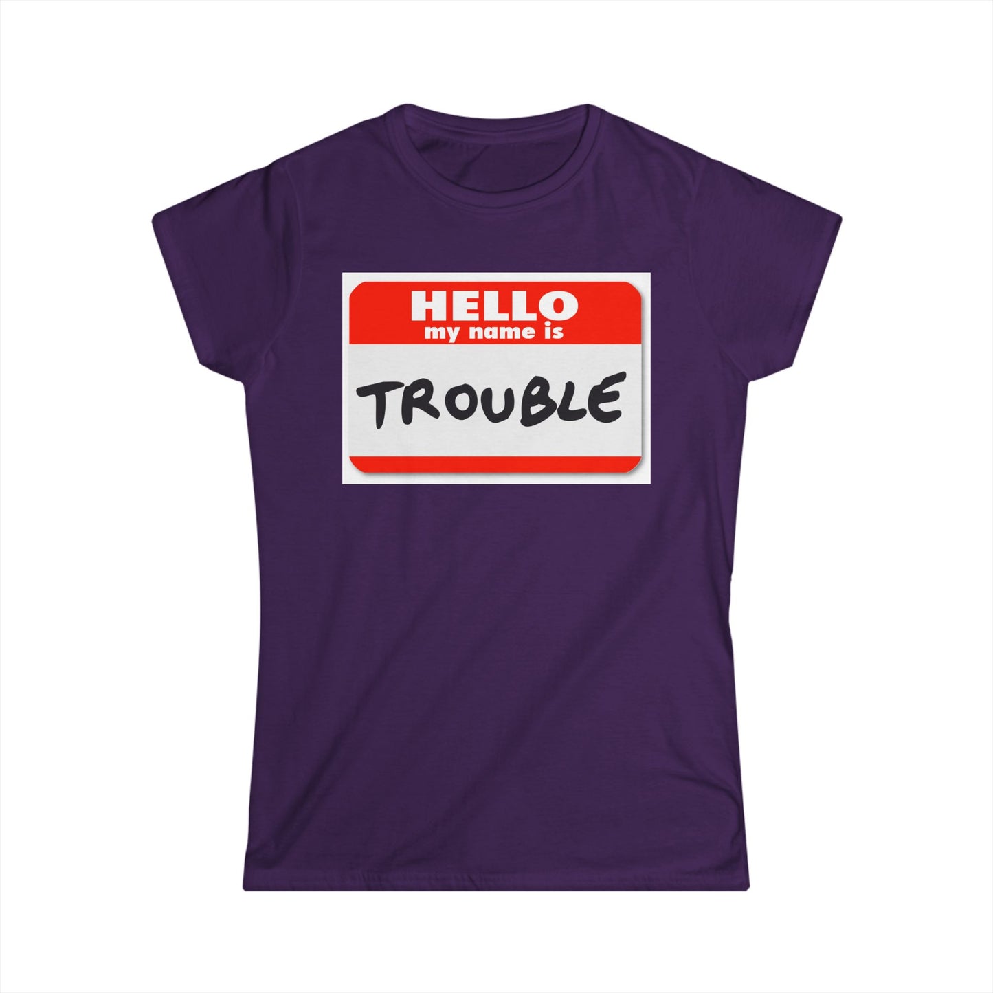 Hello Trouble Women's Softstyle Tee, Funny T-Shirt, Gift for Friends, Casual Wear, Humor Shirt, Trendy Women's Tee