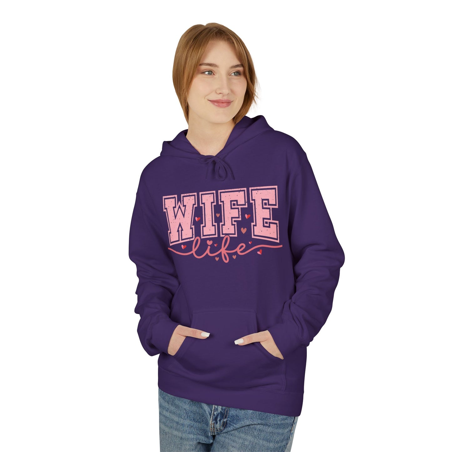 Wife Life Unisex Softstyle Fleece Hoodie | Cozy Gift for Her