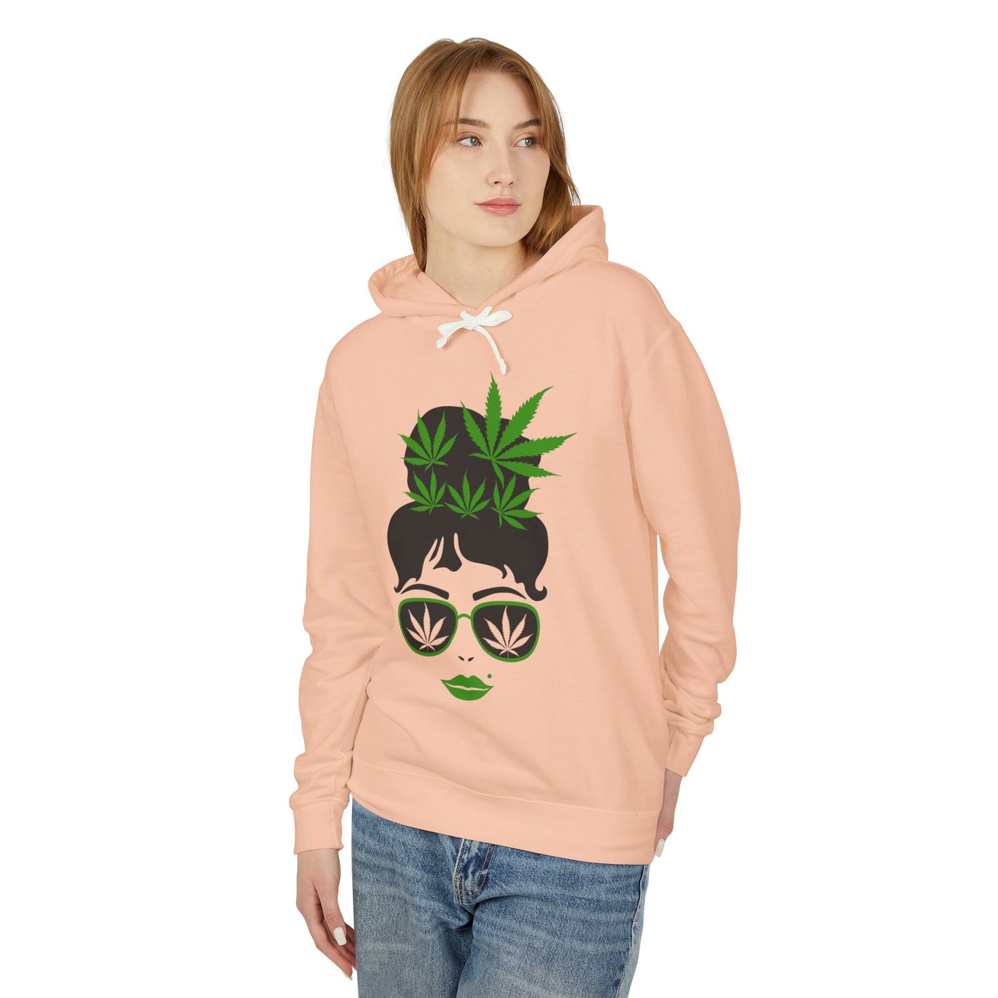 Chic Cannabis Graphic Hoodie - Cozy Unisex Lightweight Sweatshirt for Relaxation and Style